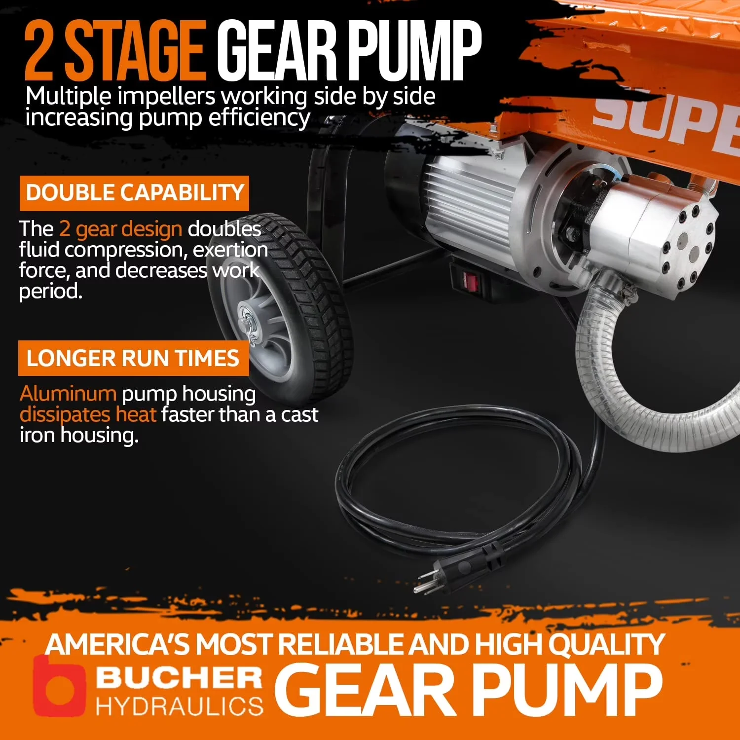 Sleek Logsplitter with Wheeled, Portable Design - Orange 14 - Traditional Style Model A82C6A