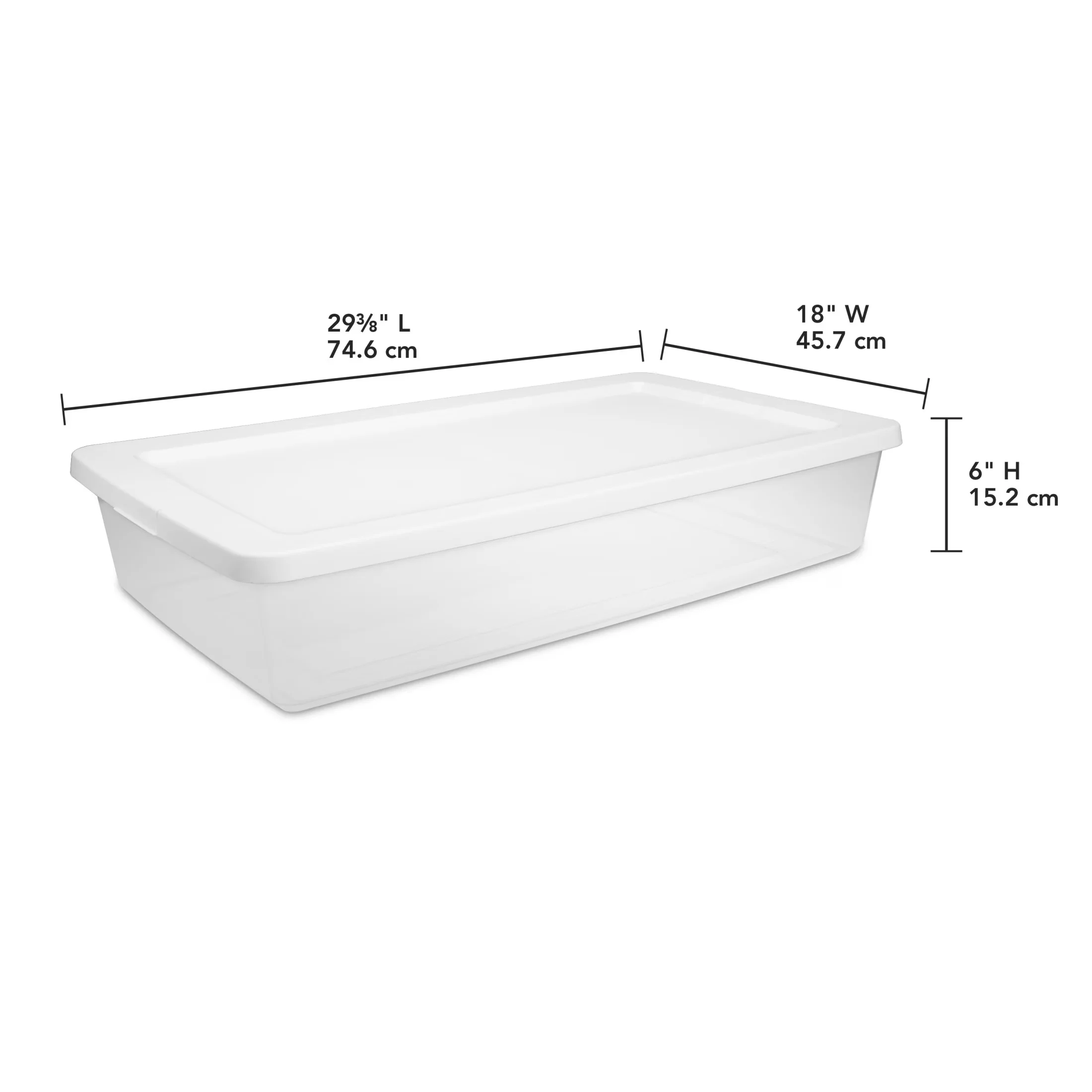 Essential Garage Storage Supply with Stackable, Clear Plastic Underbed Container, White - White Plastic Model 7F580D
