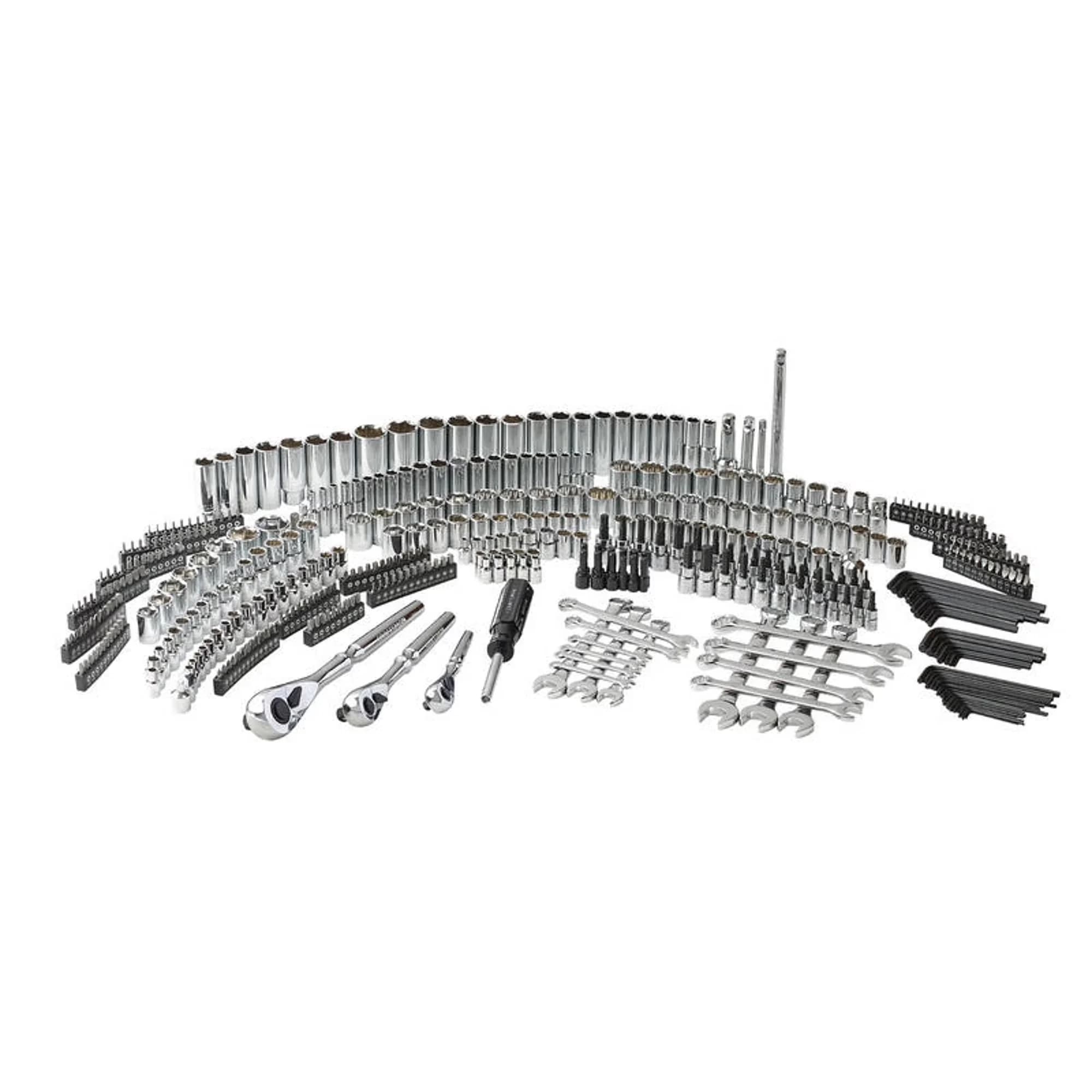 Versatile Hand Tool Set with Magnetic, 450 Piece Mechanic's With 3 Drawer Case, 6 extension bars to extend your reach - Stainless... Model 0D0191