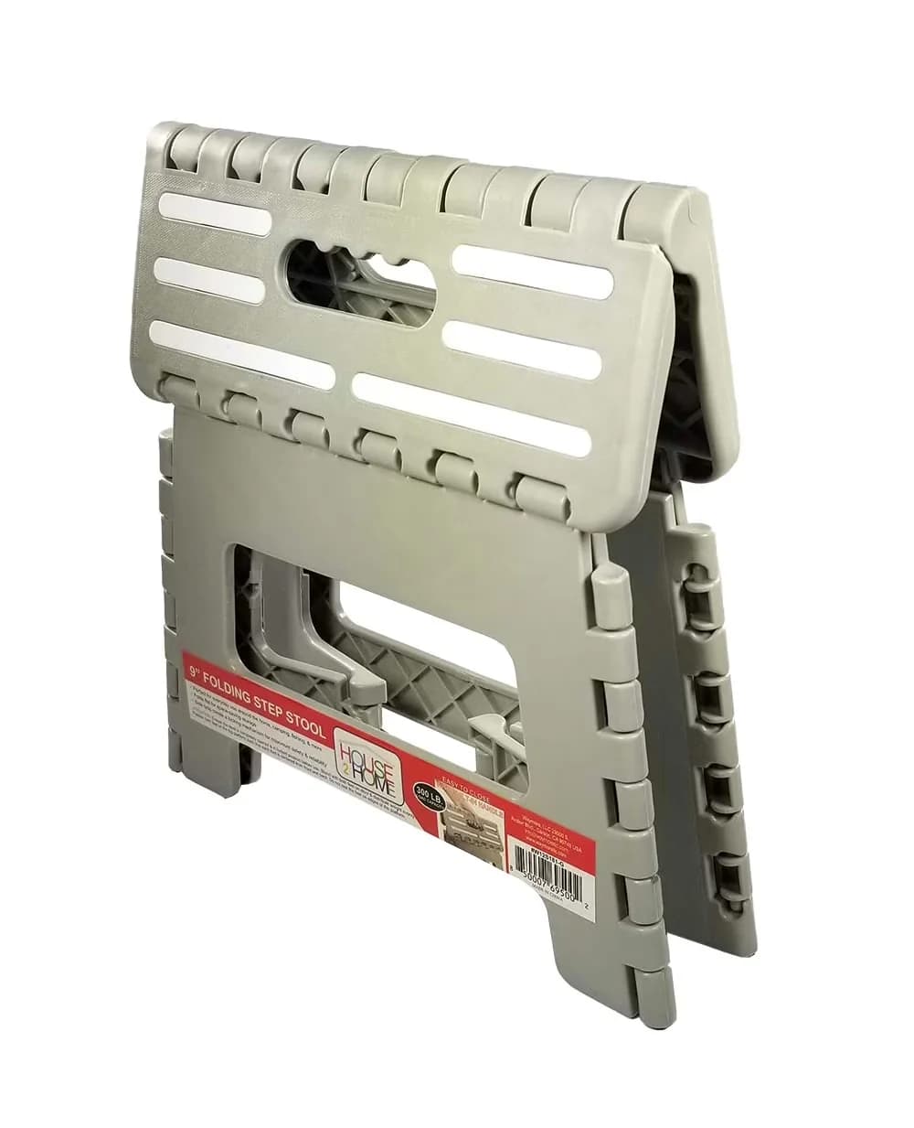 Sleek Ladders And Step Stool with Anti-Slip, Foldable, Slip Resistant Striped Surface - Gray Plastic Model 5FDBF4