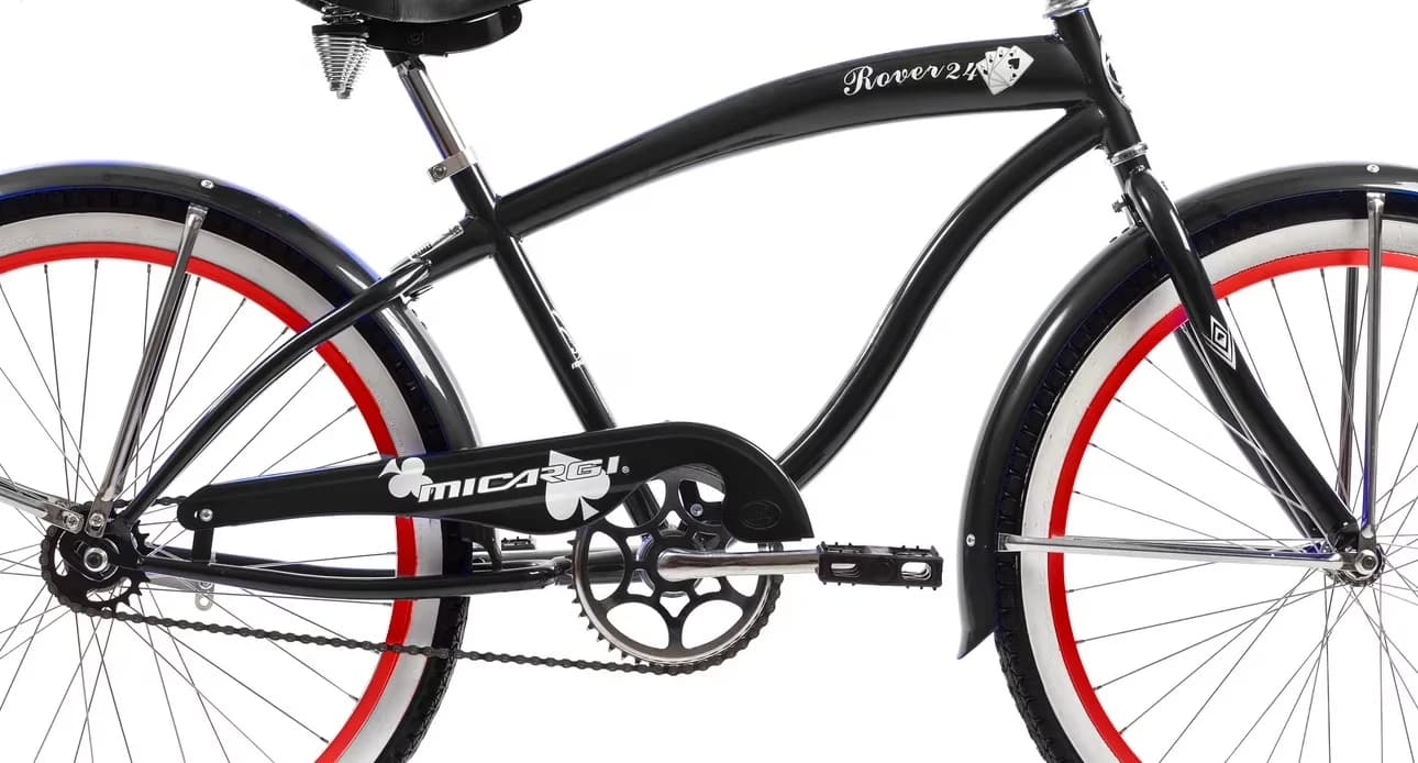 Sleek Cruiser Bike with Adjustable Seat Height, Beach Coaster Brake Single Speed Bicycle, Black & Red - Black Model AB87B5