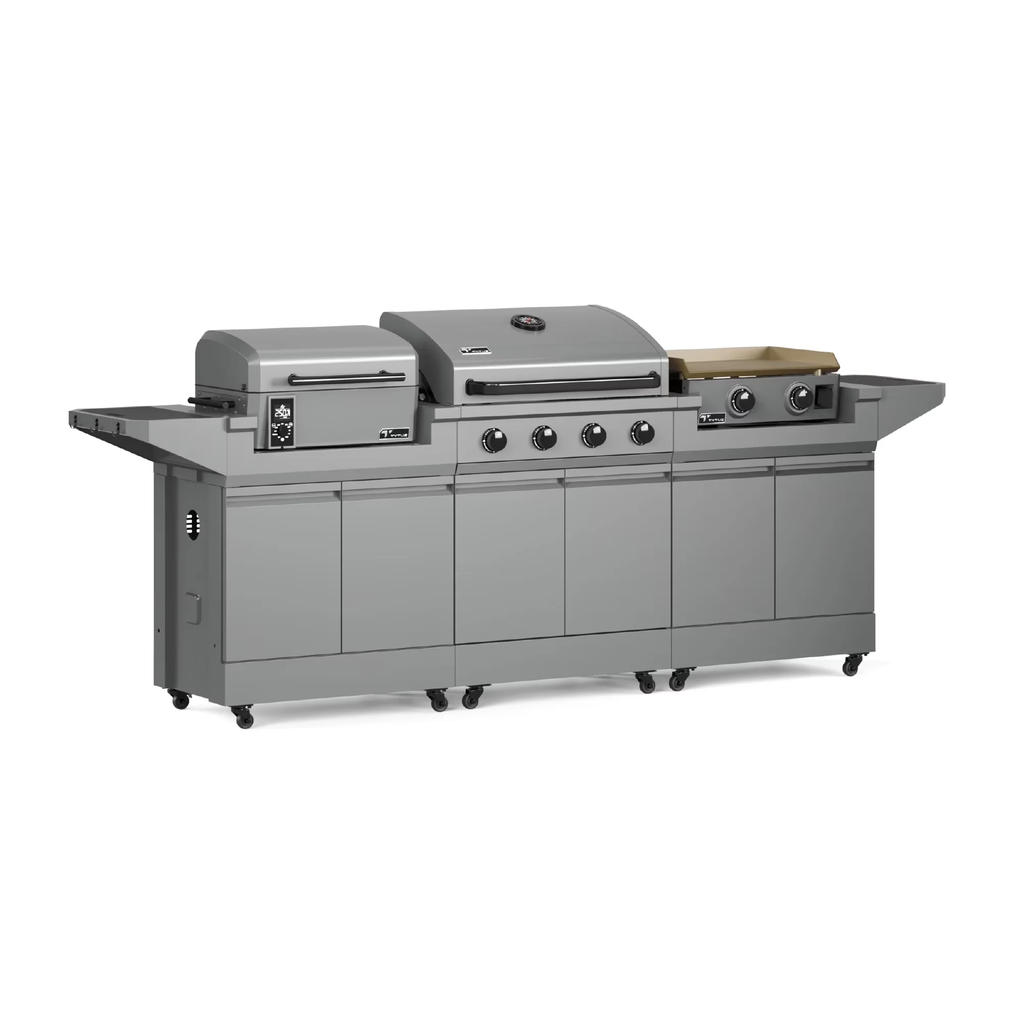 Gas Grill Efficient with Tool Holder, Enclosed Cabinet - Powder Coated Steel Silver Model 36535F