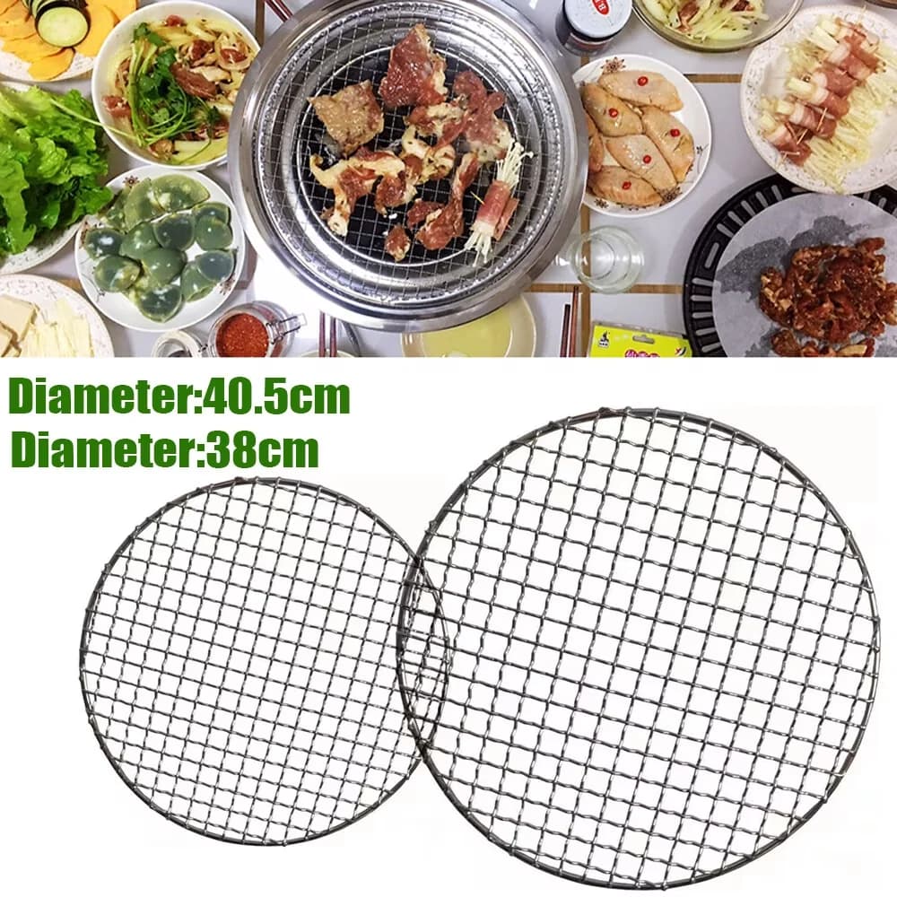 Compact Combo Grill with Rust Resistant, 16 Inch Round Stainless Steel BBQ Grate, Heavy Duty 1.8mm Wire Thickened - Stainless Steel... Model D91E8C