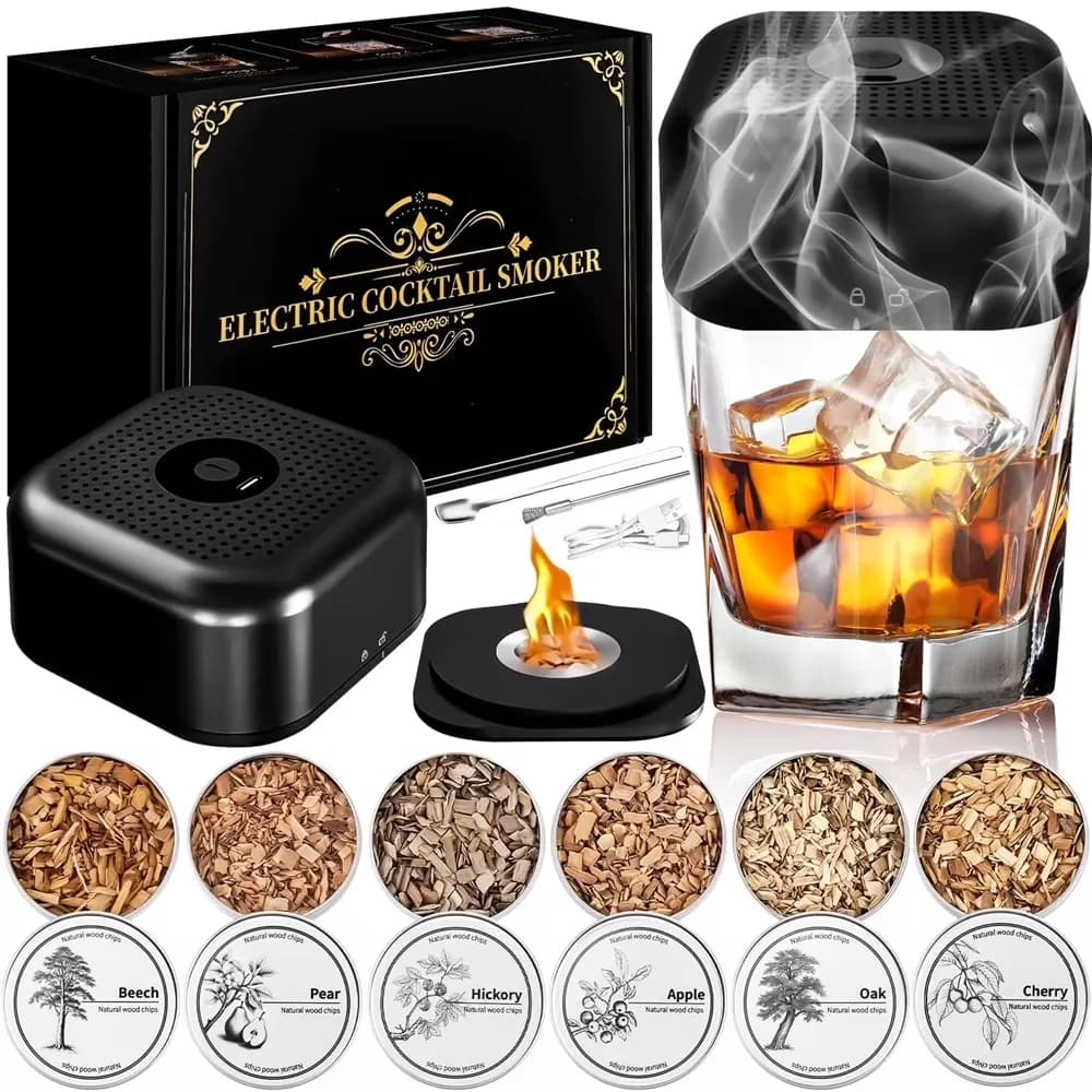 Modern Smoker with Digital Display, 6 Wood Chips, No Butane Needed - Black Abs Model BC2C86