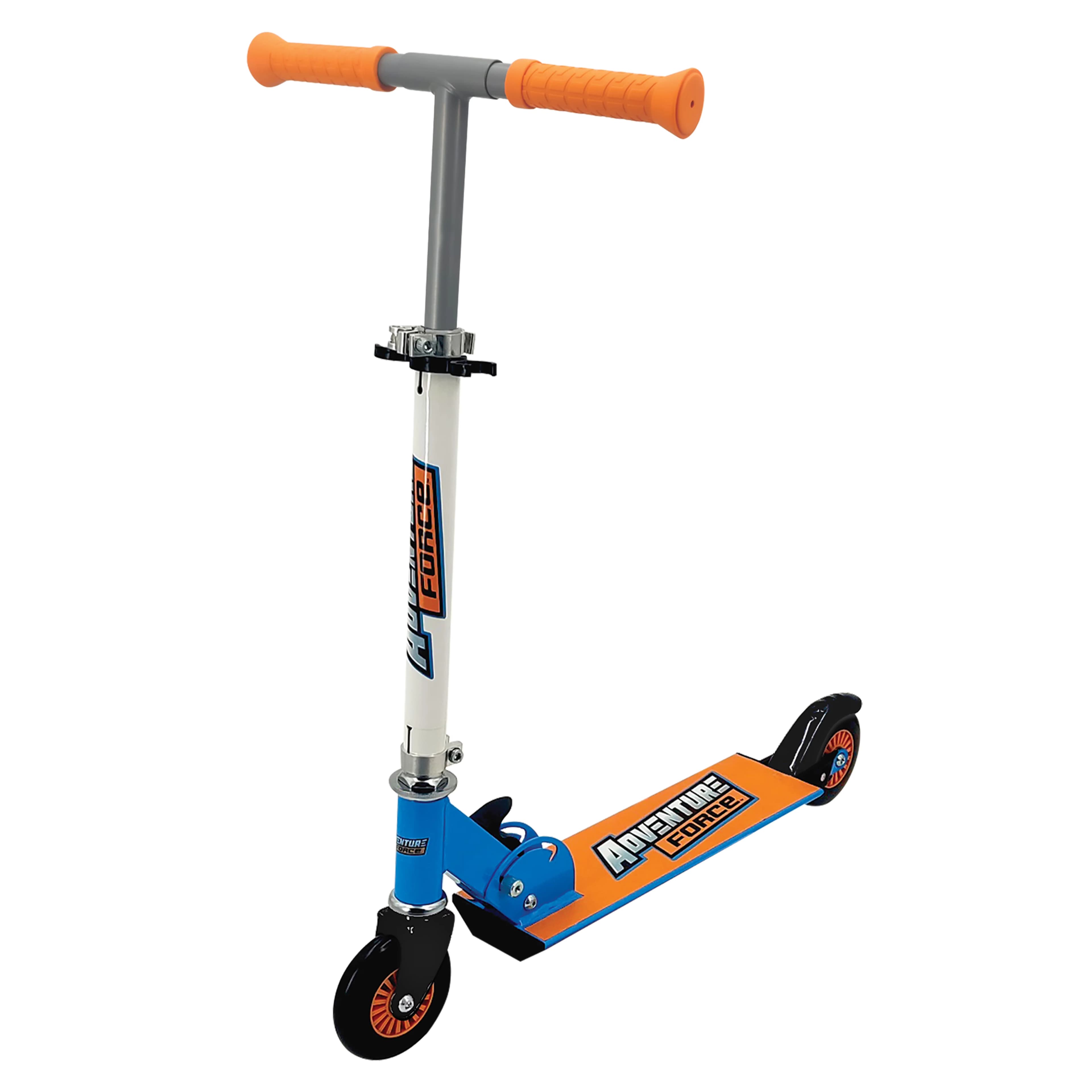 Compact Scooter with Foldable, 3+ Unisex, Blue and Orange 100mm Wheels - Blue Steel Model EE4AC2