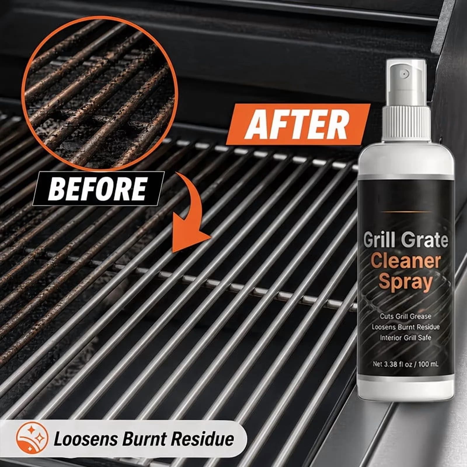 Premium Combo Grill with Streak-Free, Food Safe Non Corrosive Formula, Fast Acting Cleaning Spray - Model 760329
