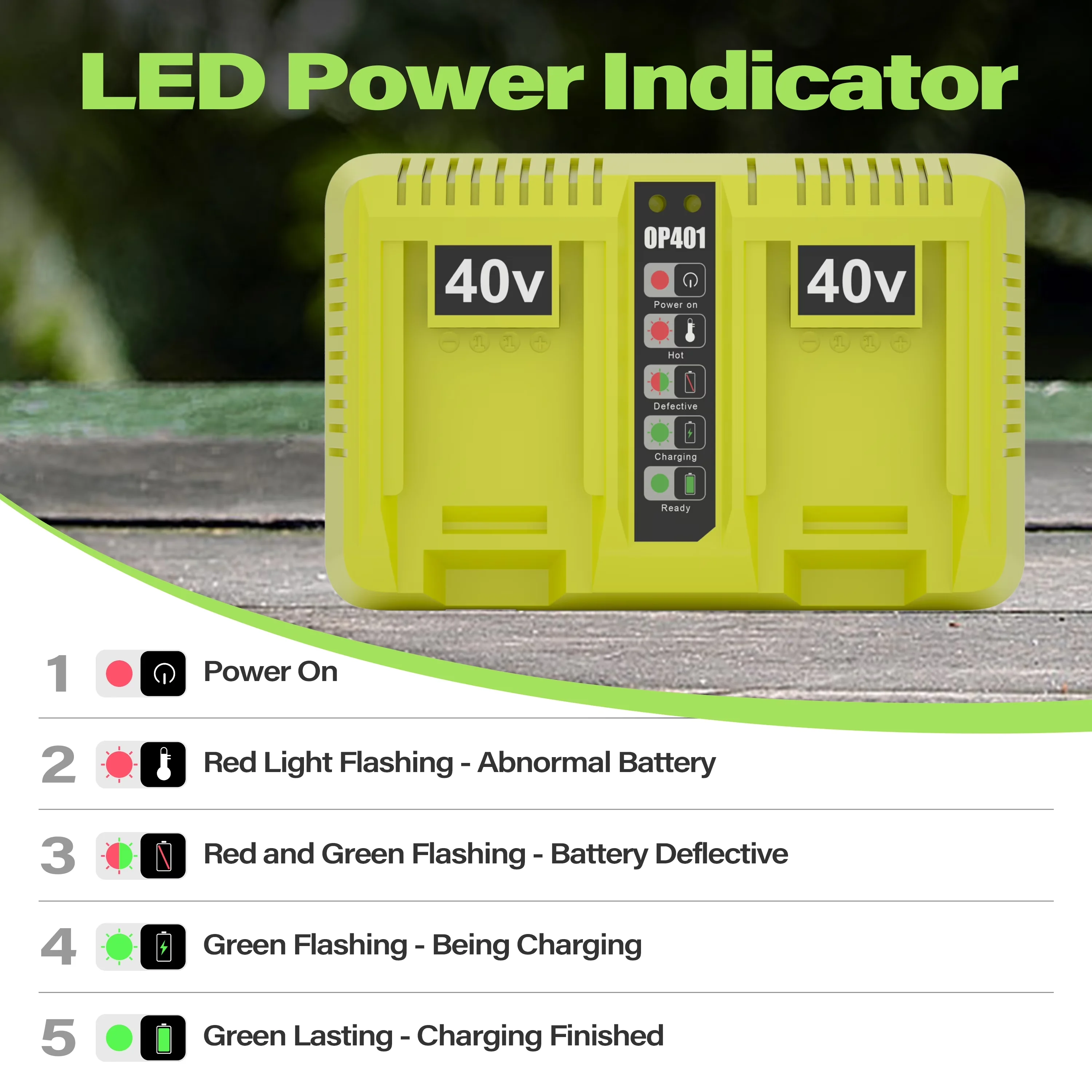 Professional Pole Saw with 40V, 40V Rapid Dual Port Charger - Green - Built to Last Model EBC07D