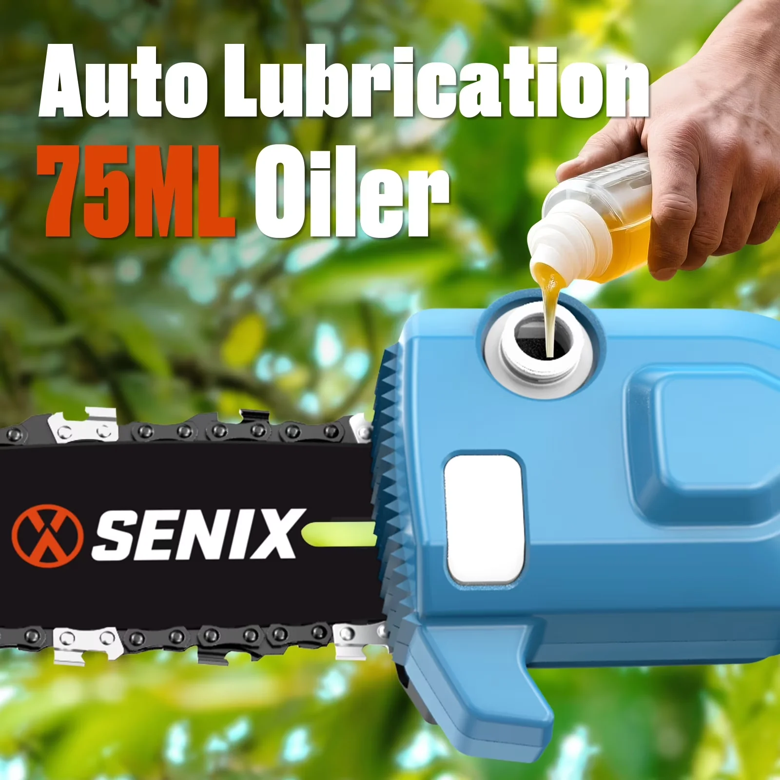 Durable Pole Saw with 120V, Automatic Chain Oiler, 120V 10Inch 8A - Blue Model 2791AB