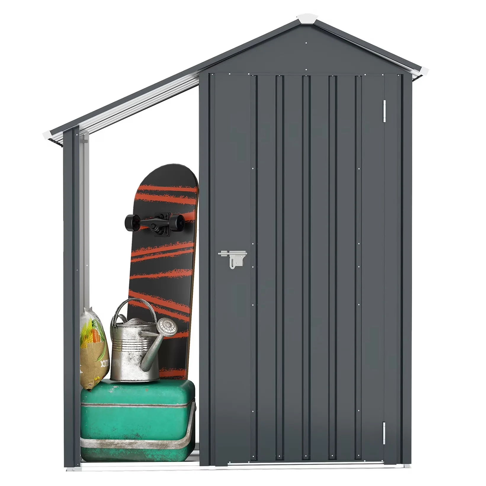 Premium Shed with Lockable Door, Waterproof - Gray Metal HOME - Industrial Grade Model 359446