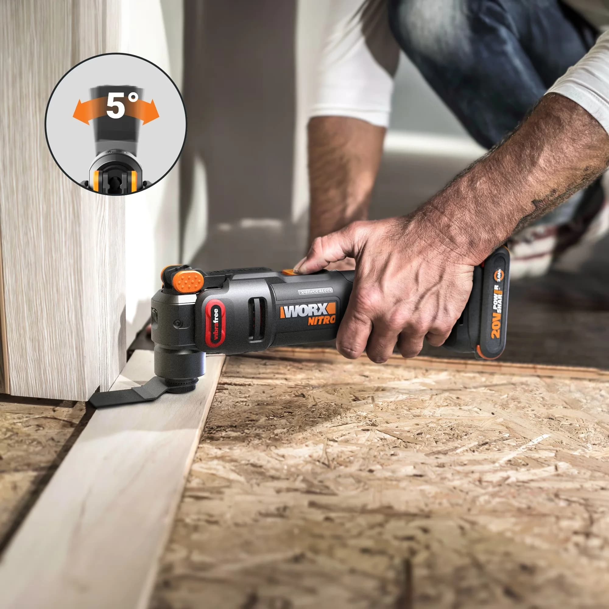 Efficient Woodworking with Battery, 20V, Nitro 20V Cordless Oscillating Tool - Black Model 7DCB63