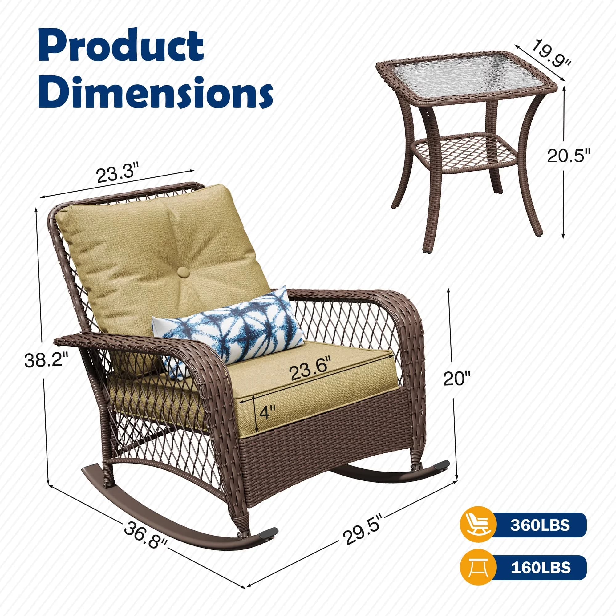 Modern Patio Dining Set with Weather-Resistant, Thickened Cushions and Table, Wicker Furniture - Rattan Beige Model 8501A1
