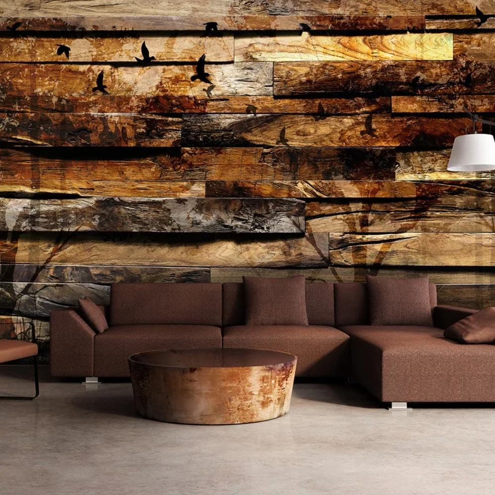 Wallpaper Wall Decals Wall Covering Compact with Removable, Old Cabin Wood Background, Humidity Resistant Wip-clean Surface -... Model ED129D