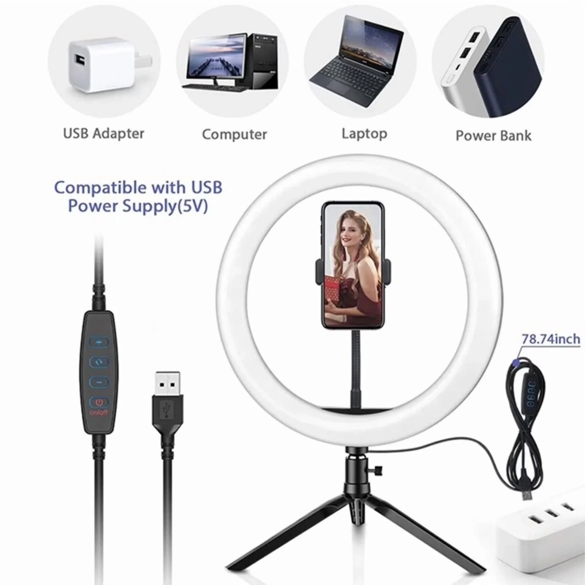Novelty Light Quality with LED, 10” Ring With Tripod & Remote (3 Modes) - Model FEEE24