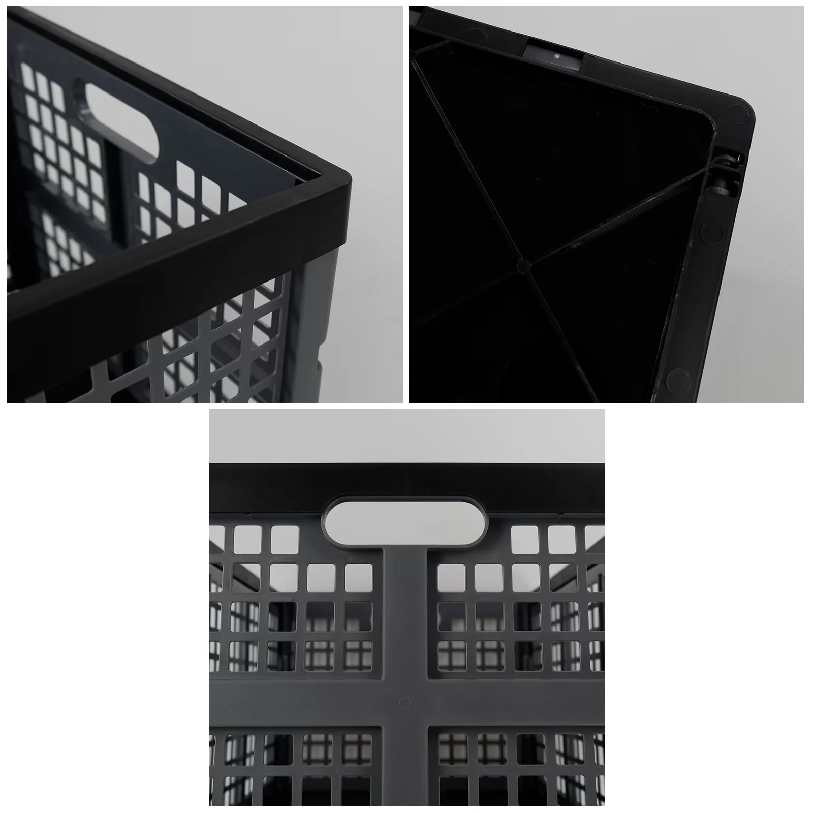 Essential Garage Storage Supply with Collapsible, 42 Liter Plastic Collapsible Crates, 4 Pack - Plastic Black Model 55821C