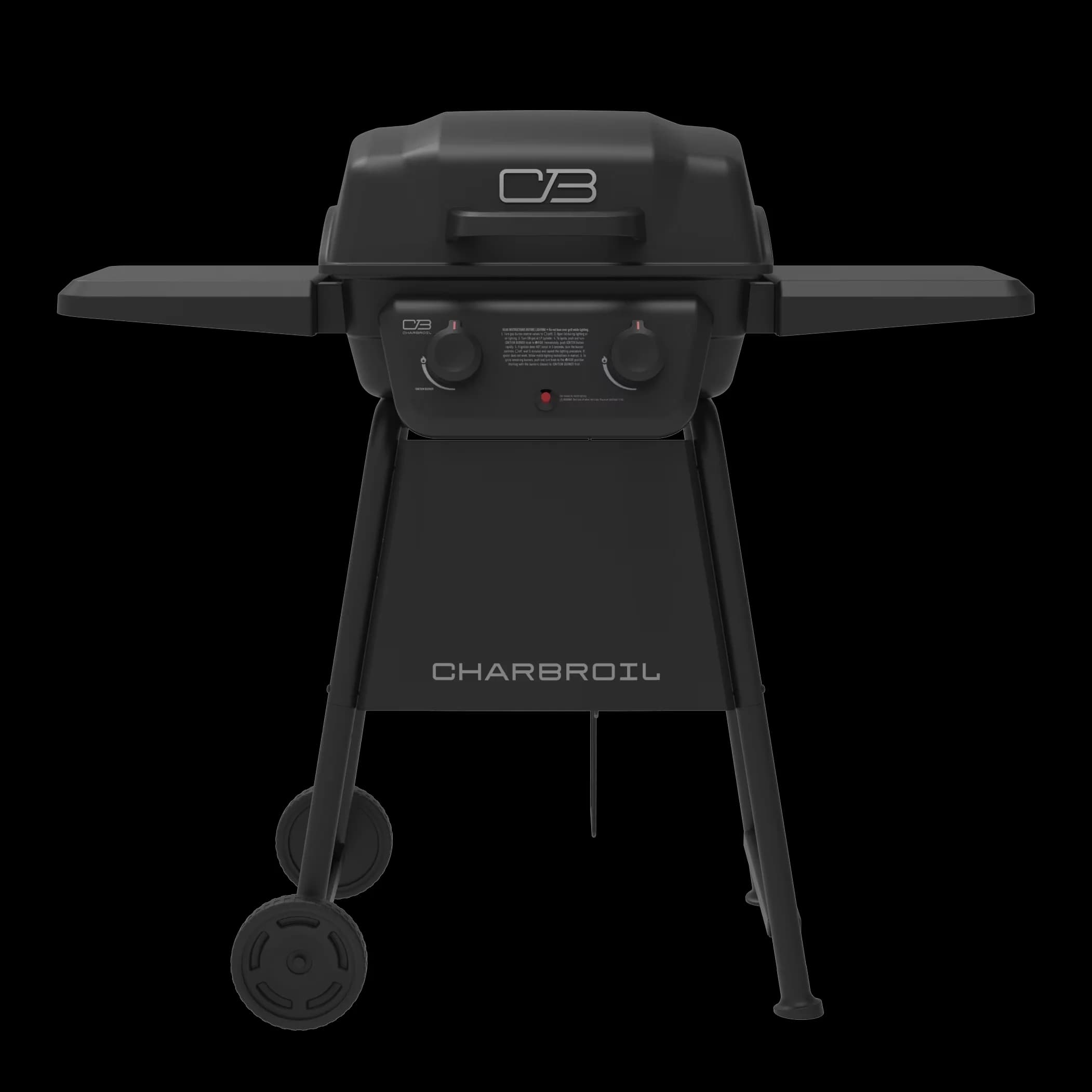 Compact Gas Grill with Portable, Storage Rack - Black Heavy-Duty Steel Model F825FE