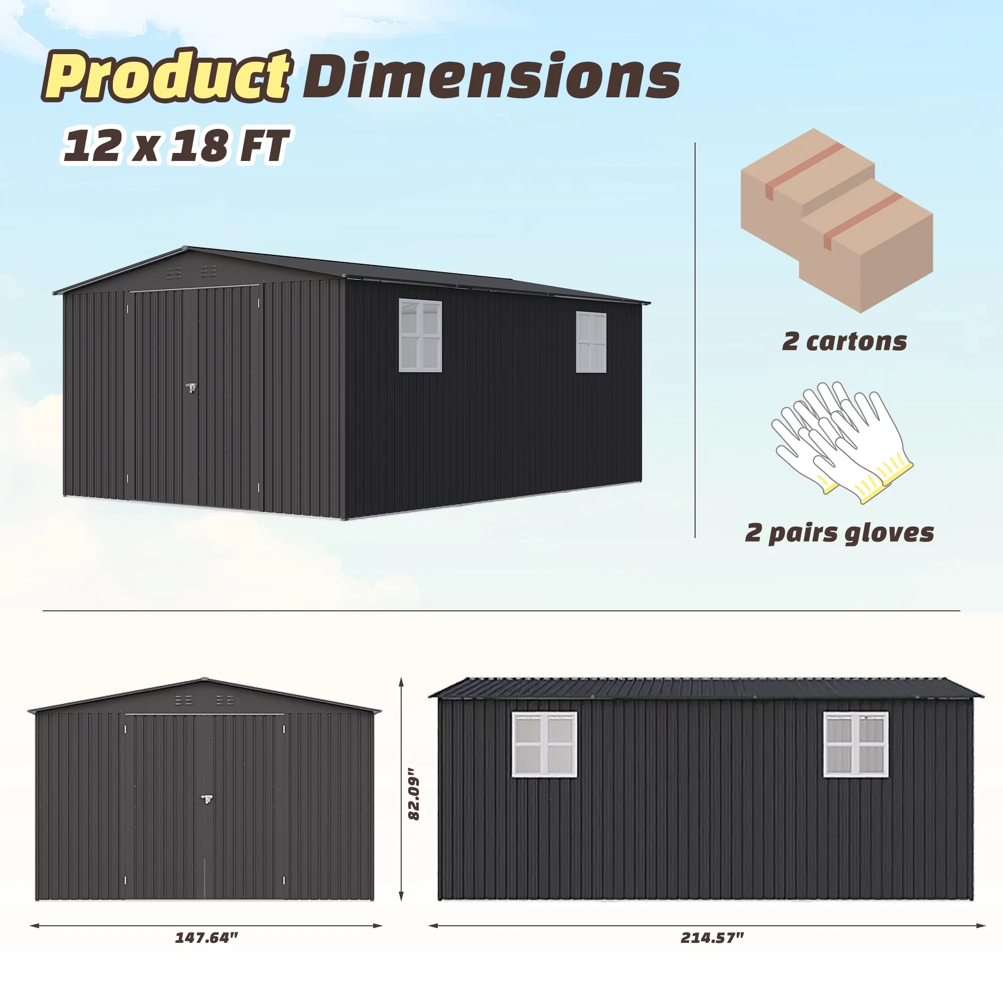 Reliable Shed with Uv Resistant, Lockable Door, Reinforced Structure - Aluminum Black Model 09B093