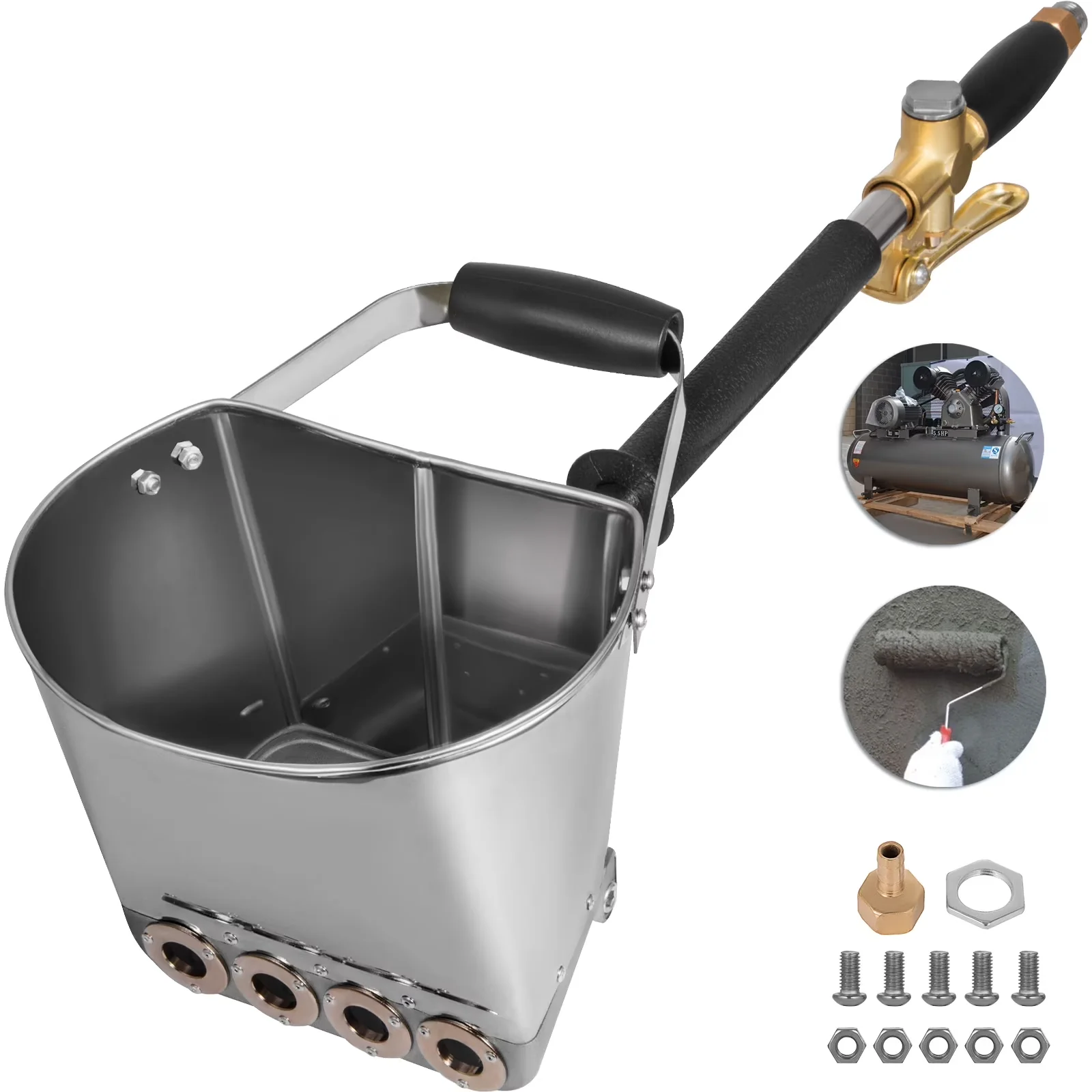 Reliable Air Tools Compressor with Durable, Stainless Steel Manual Wall Sprayer - Silver Model B965A2