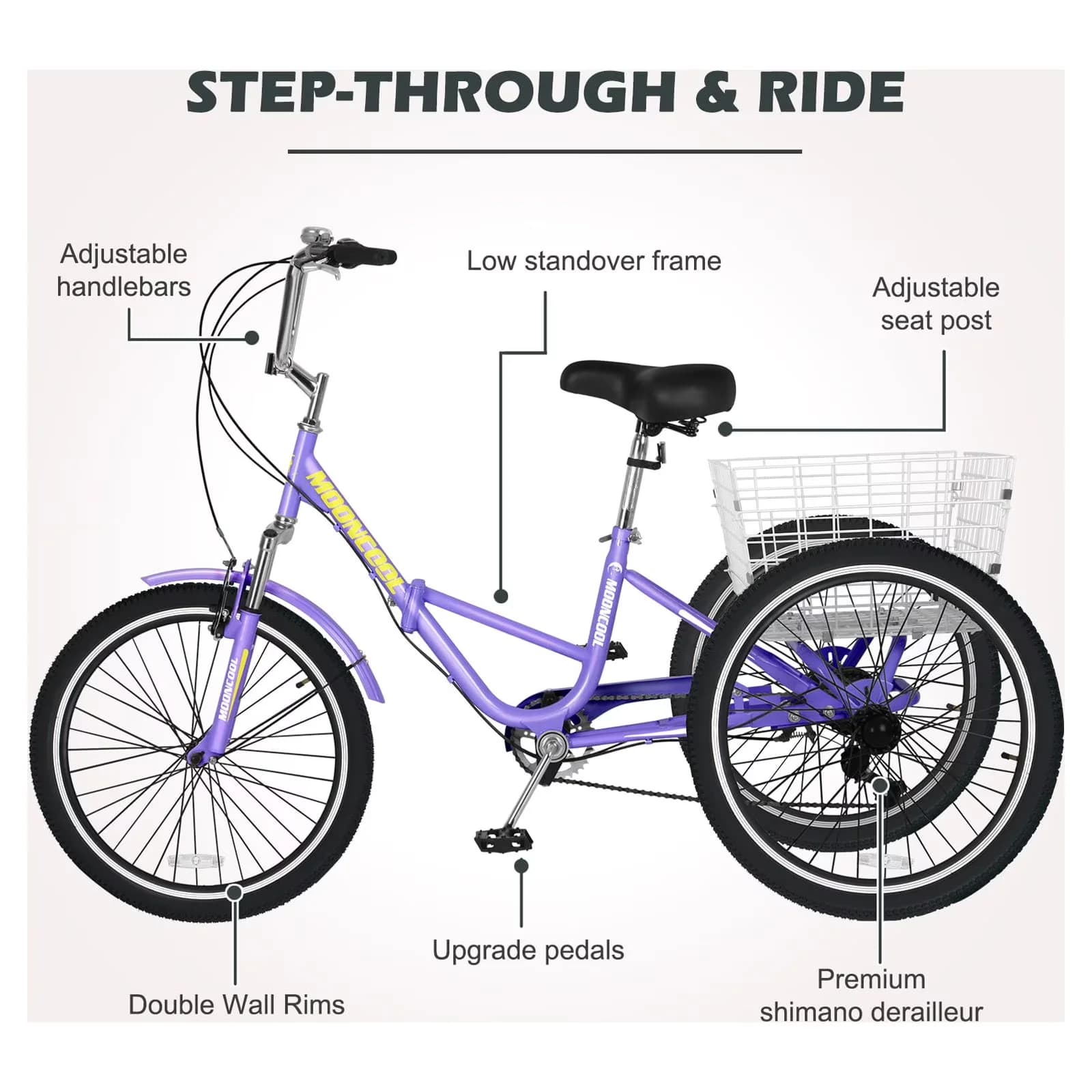 Professional Kids Bike with Adjustable Seat, Adjustable Handlebar Height, 【 Upgrade Double Wall Rims】 - Purple Model EBE636