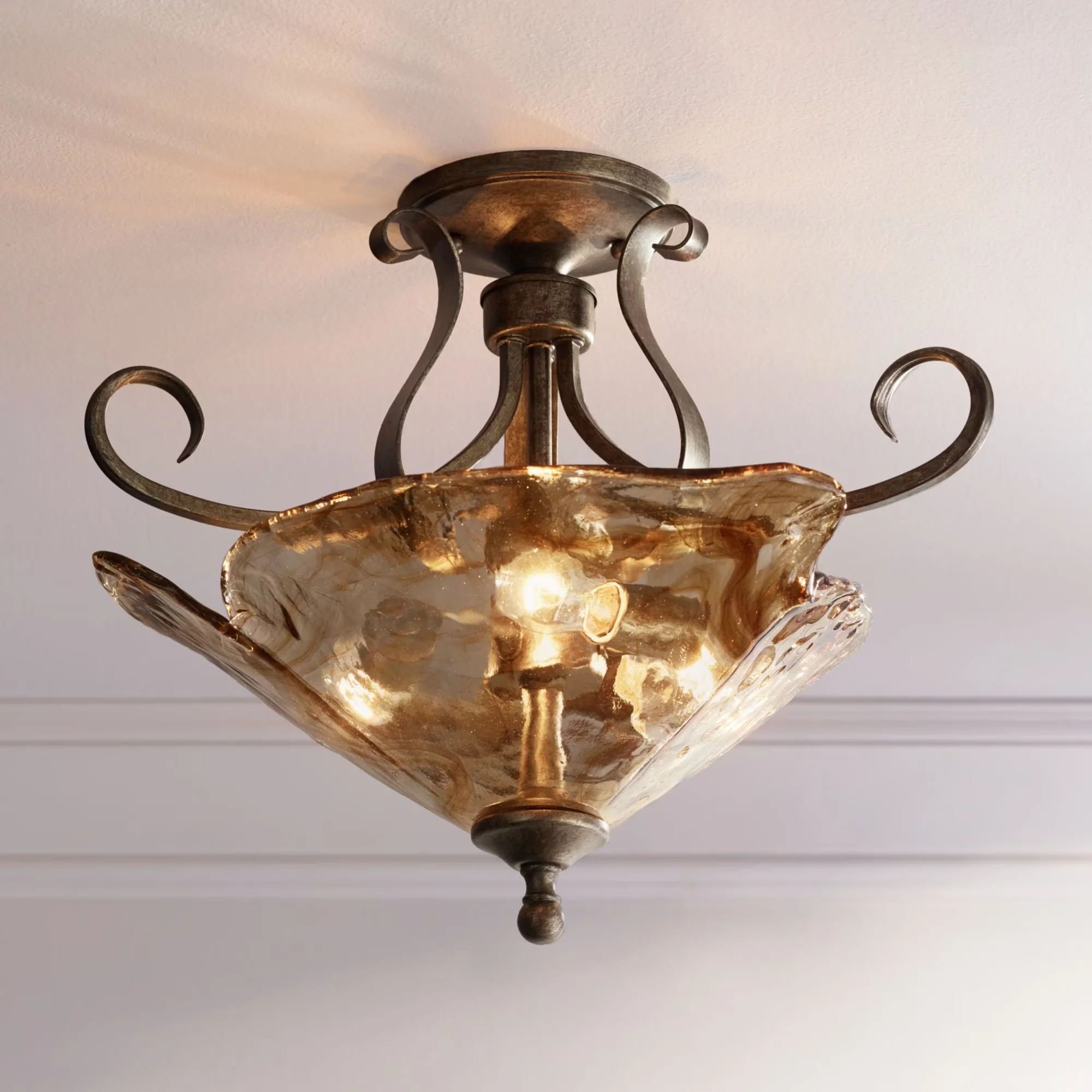 Ceiling Lights Fixture Reliable with Incandescent - Metal Brown 1/4 - Heavy Duty Model 274A71