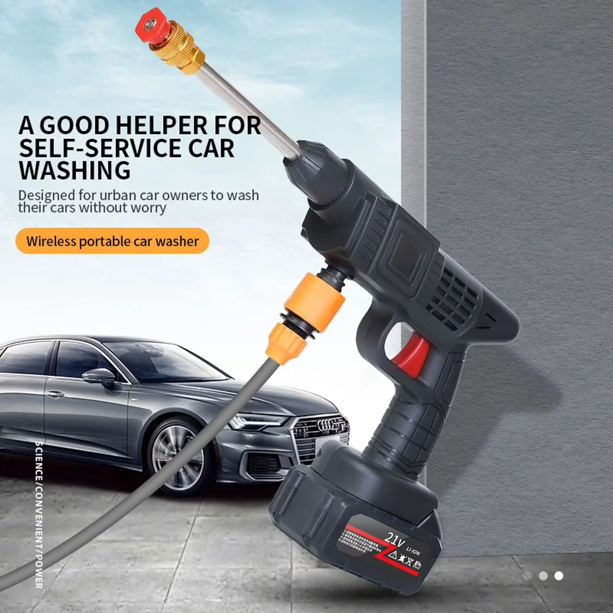 Quality Pressure Washer with Battery, Quick Connect Tips, 350 Psi 2 Gpm Battery-Powered - Model 8D068E