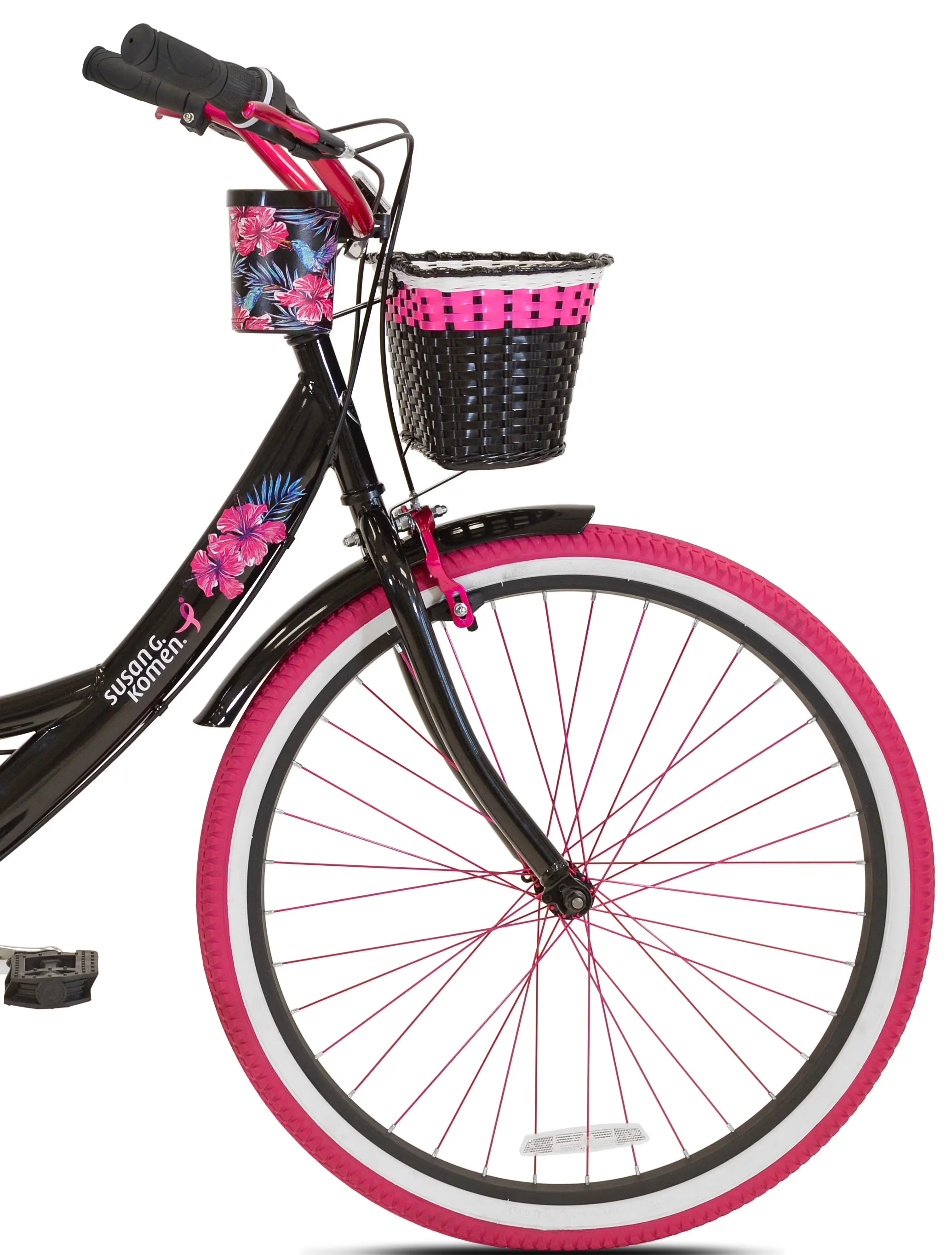Durable Cruiser Bike with Adjustable Seat Height, Comfy patterned cruiser suspension seat - Black Model E91368