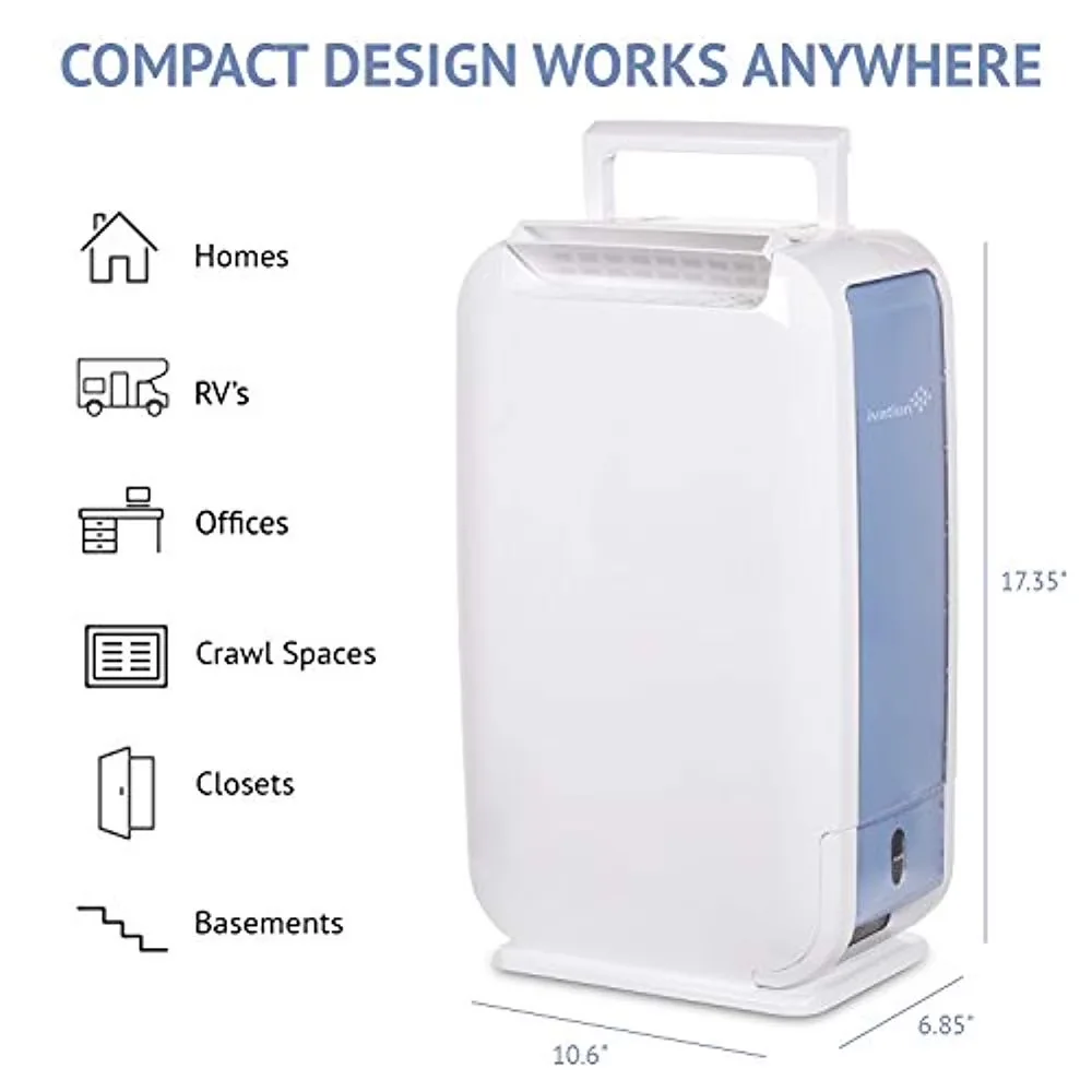 Durable Dehumidifier with Automatic Shut-Off, Removable, cleanable filter, Compact & Quiet - White Model A22E4F