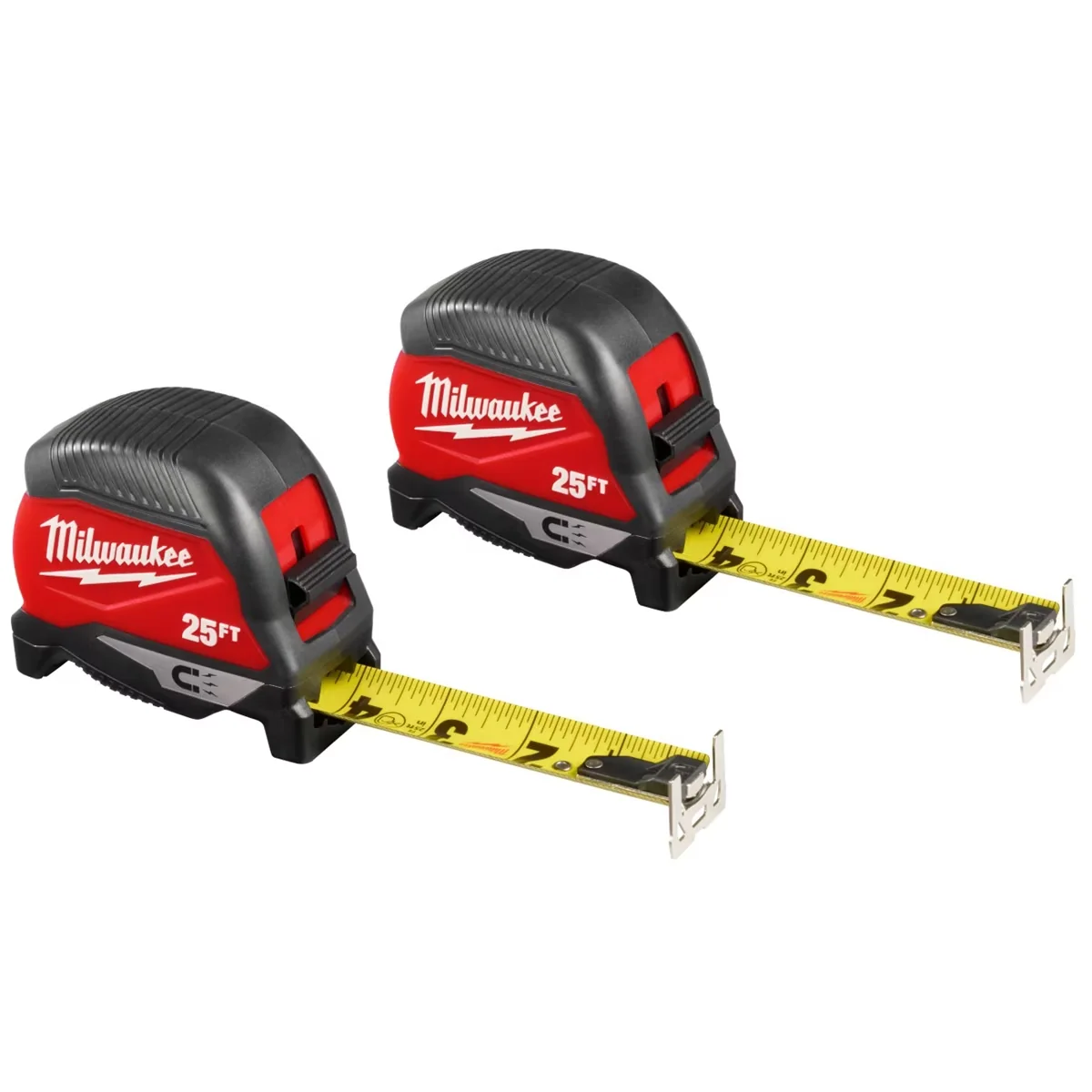 Modern Measuring Layout with Magnetic, Tool 25Ft Magnetic Tape, 2 Pack - Metal, Plastic Black Model 52EC7B