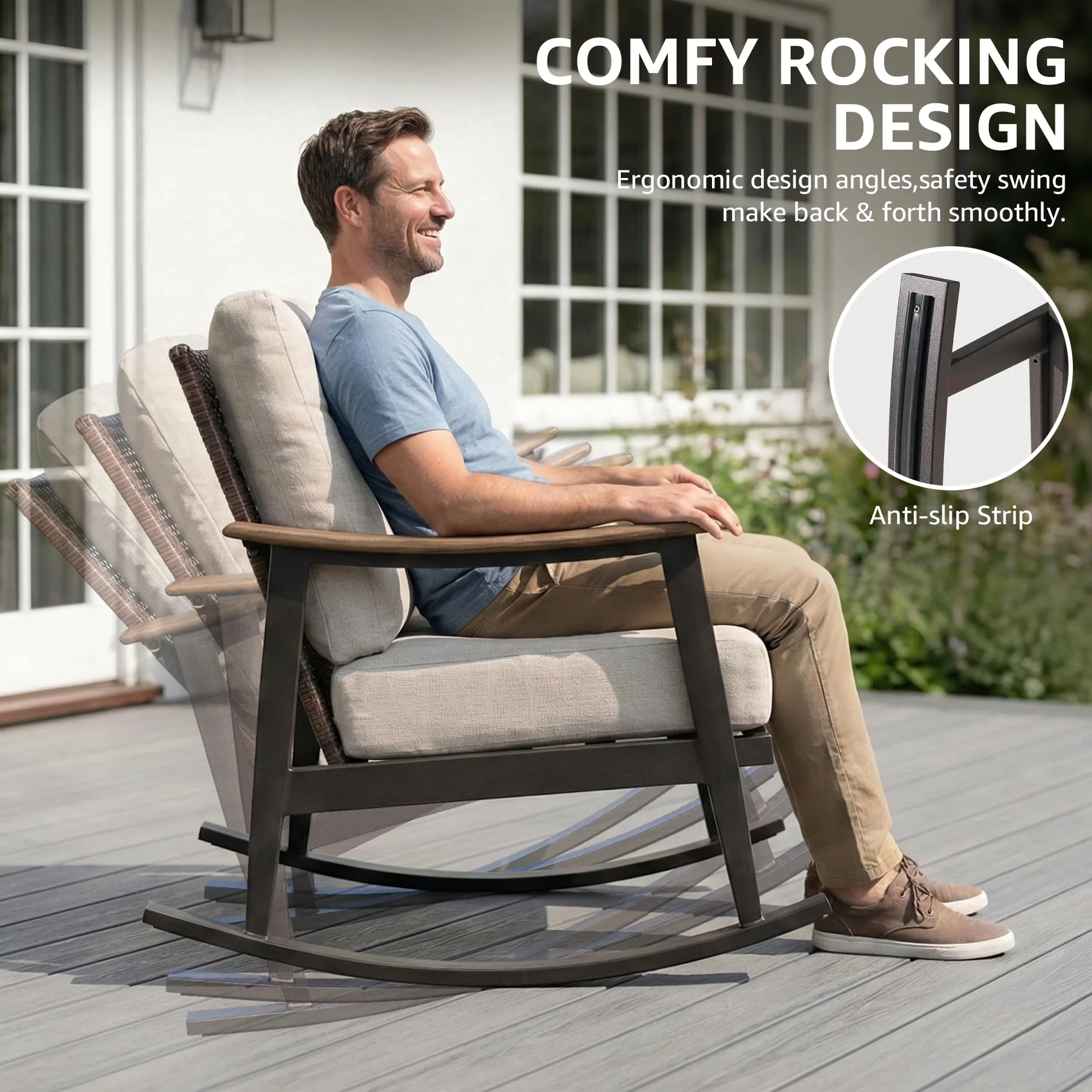 Quality Patio Conversation Set with Weatherproof, 6" Soft Cushions - Beige Model F9A49B