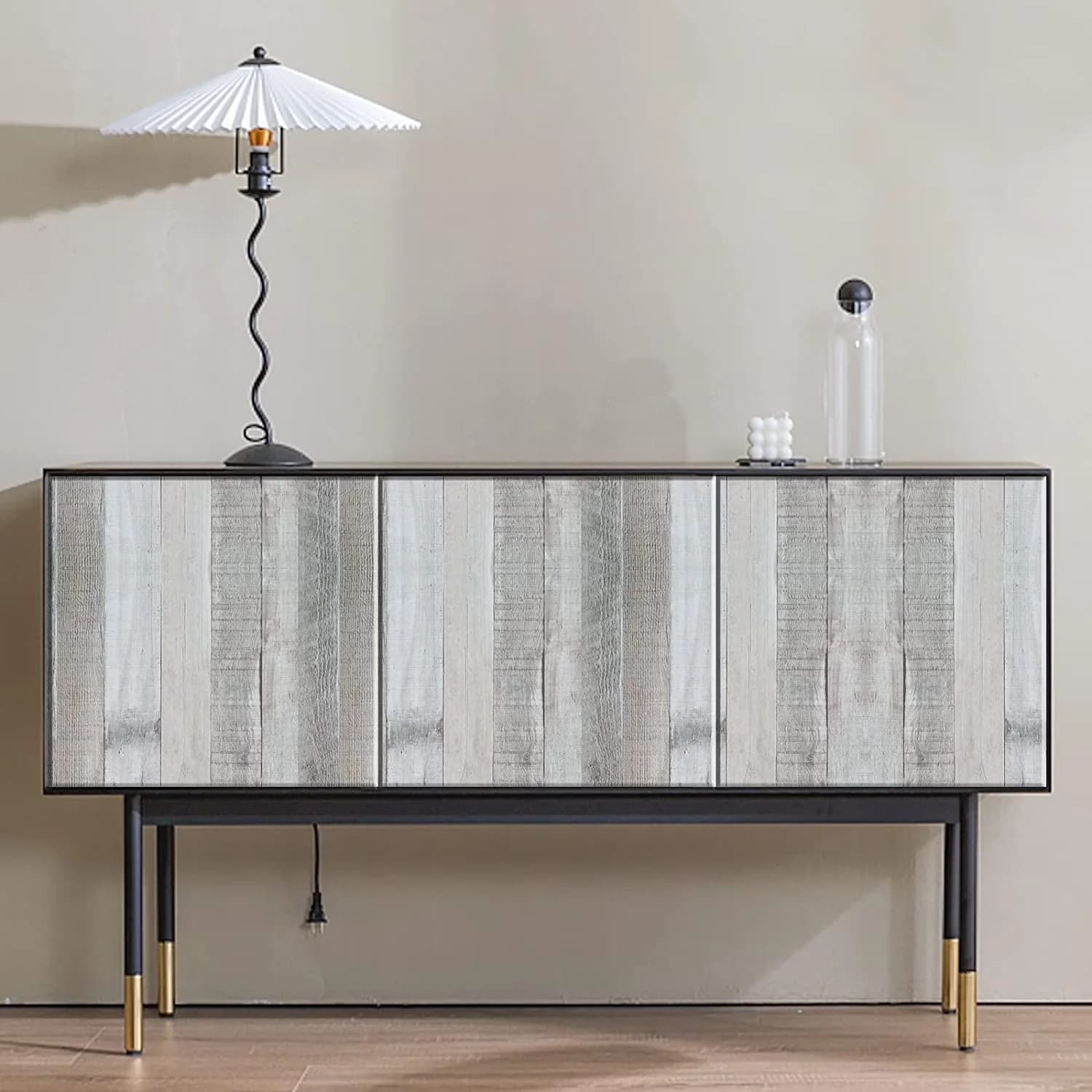 Wallpaper Versatile with Removable, Grey Wood Peel and Stick 17.71" x 394", Wood Plank Removable Contact Paper Wood - Pvc Grey Model ABE44E