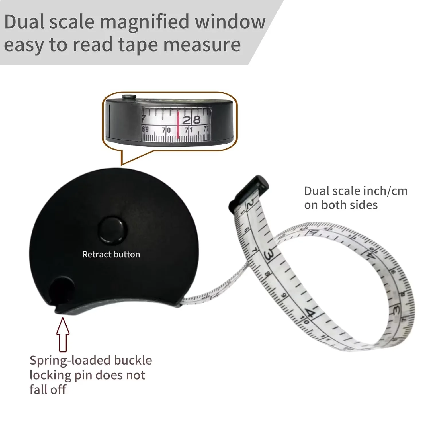 Modern Measuring Layout with Body Tape 60In/150cm Dual-Scale - Black 1 Model 5AD0D2