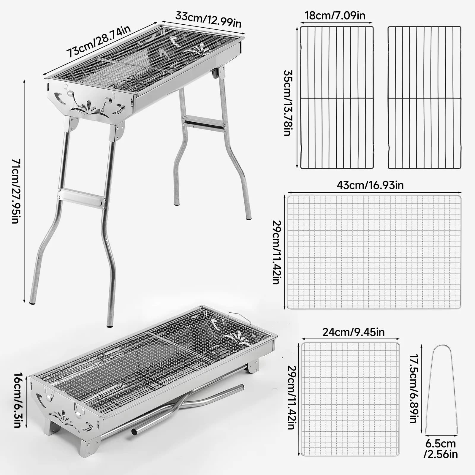Flat Top Grill Reliable with Tool-Free Setup, Ideal, Stainless Steel Foldable Charcoal - Stainless Steel Model 691283