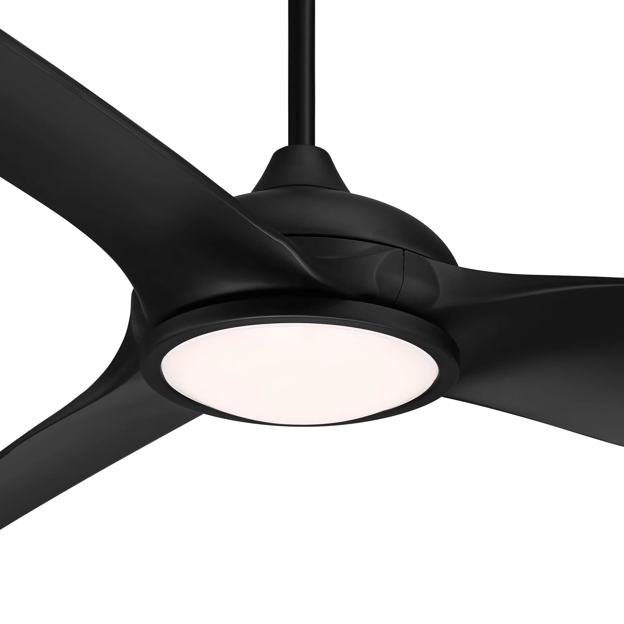 Modern Ceiling Fan with LED, Dimmable, Contemporary - Black Glass for Patio Model A6E218