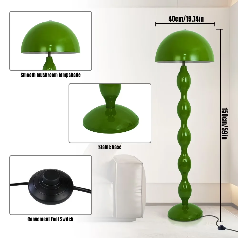 Compact Floor Lamp with LED, Modern, Torchiere Lamps - Green Metals for Living Room Model 6363C5