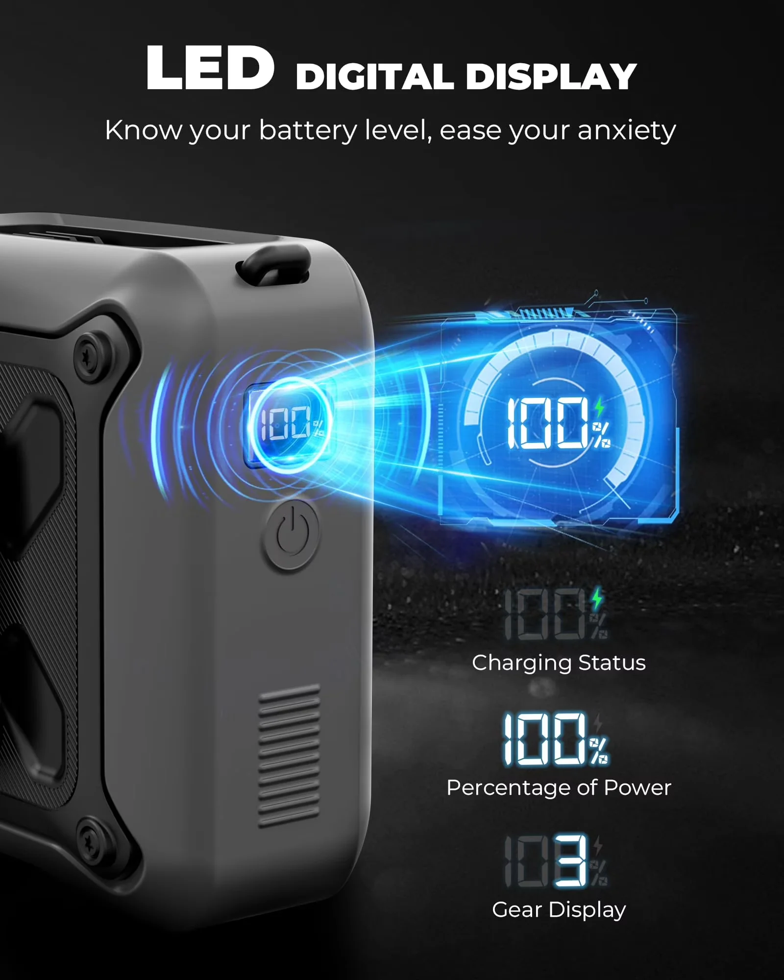 Professional Fans In Cooling with Battery, LED, Led Display - Black 14600RPM Model 4F0838