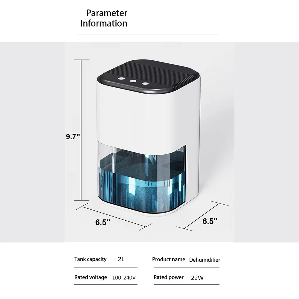 Dehumidifier Modern with LED, Automatic Shut-Off - White for Home - Heavy Duty Model 97B2FC