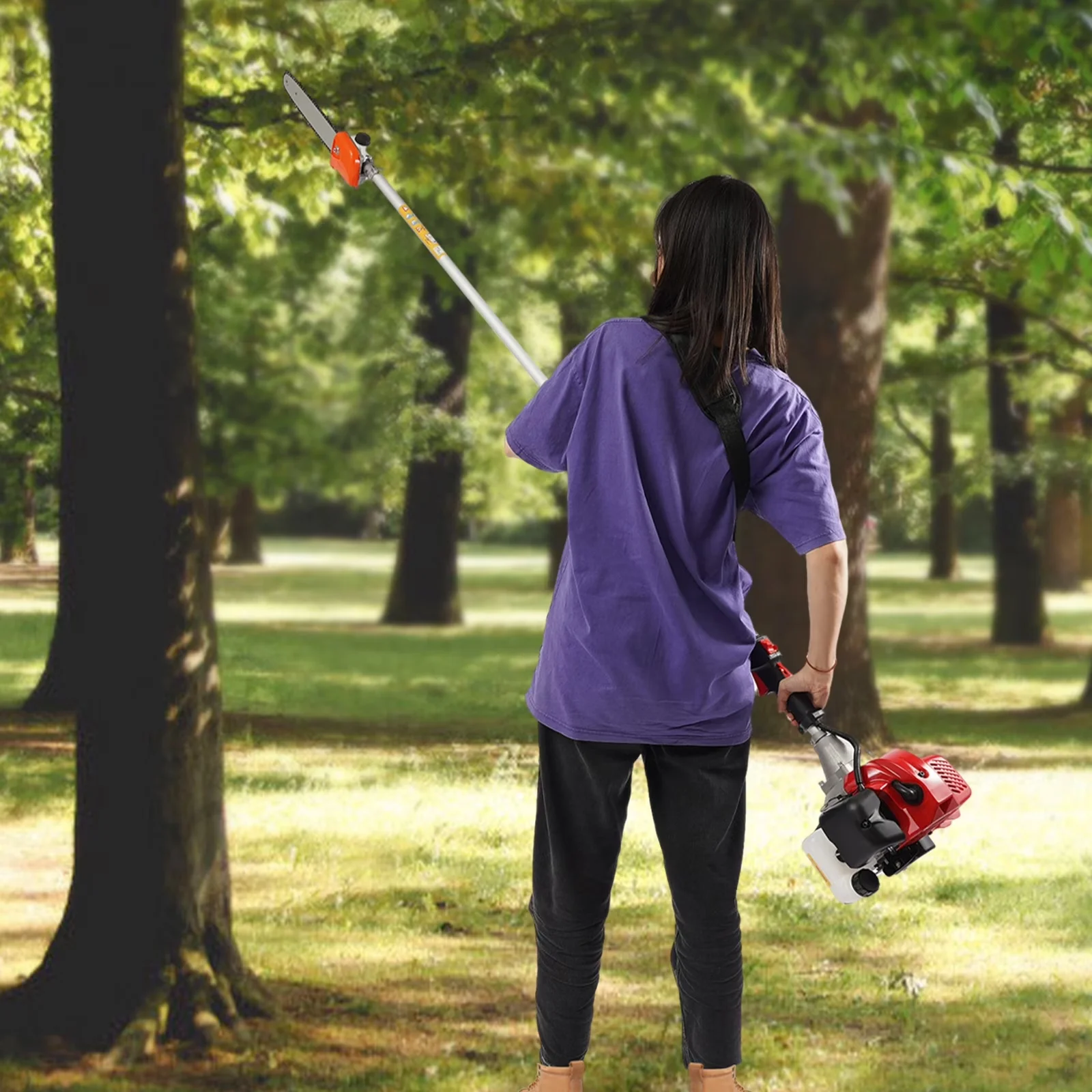 Reliable Pole Saw with Telescoping, Commercial Grade Pruning, 43cc Gas Powered - Red Model 6F581C