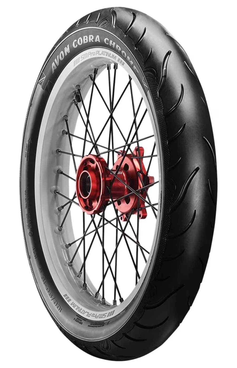 Sleek Motorcycle Tire with Durable Construction, Cobra Chrome AV91 Front 130/70B18 (), Tubeless (TL) - Black Model F17BB2