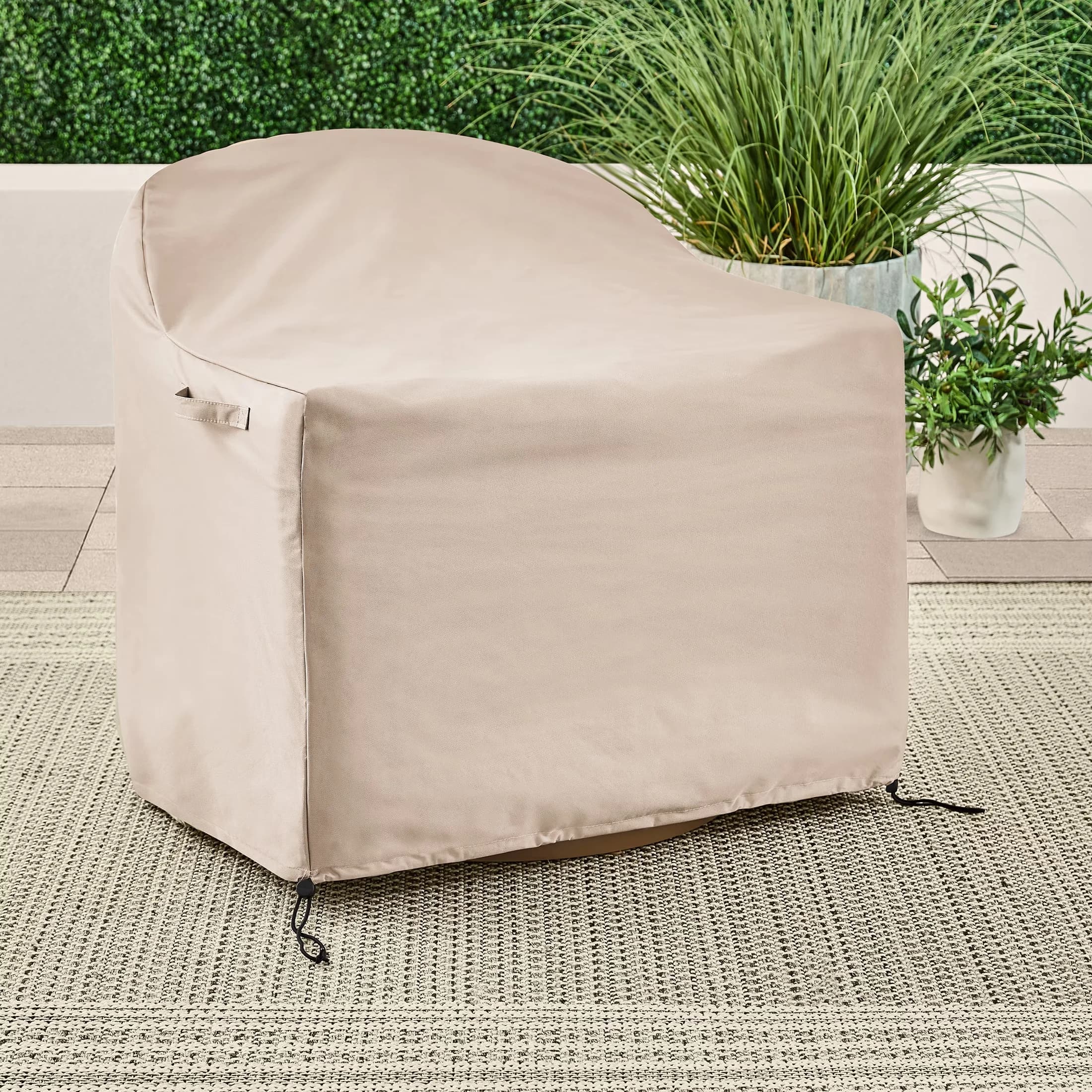 Patio Chair Premium with Weather-Resistant, Traditional - Off-White Steel & Resin Wicker Model DFFDC0