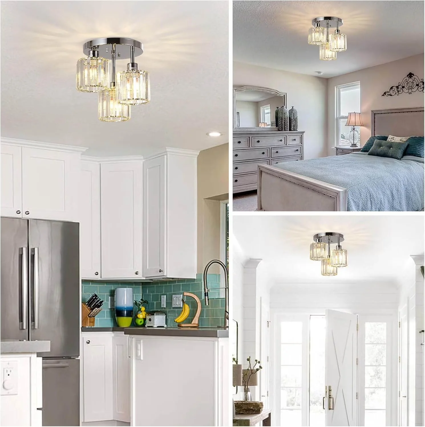 Versatile Table Lamp with LED, Modern, Dimmable - Crystal Silver for Kitchen, Bedroom Model B7C825