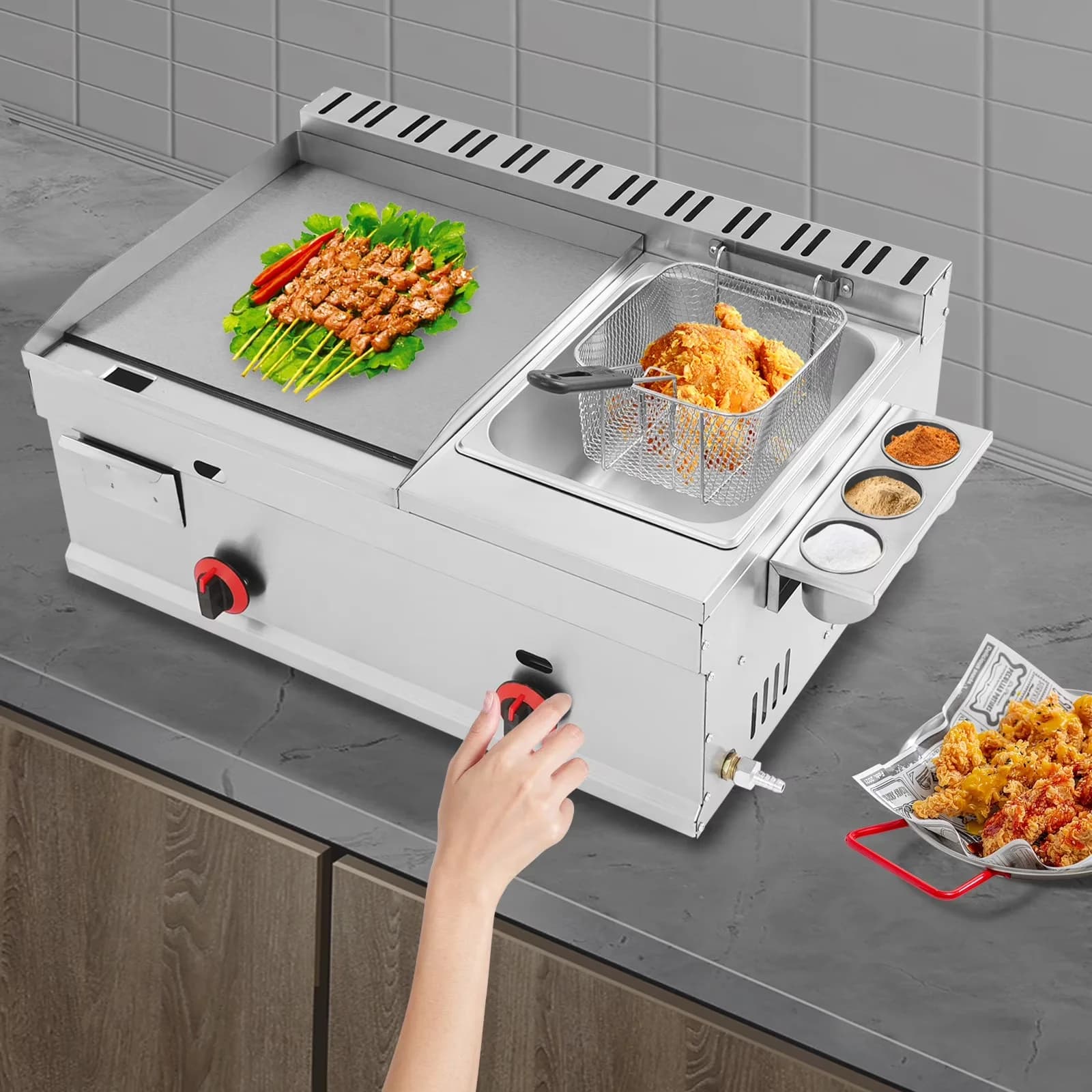 Reliable Flat Top Grill with Rust Resistant, Griddle Gas Heating - Silver Model 8E94E7