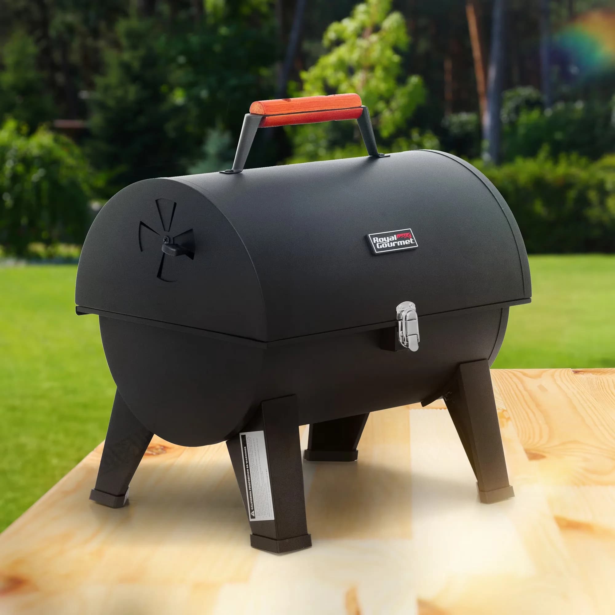 Durable Charcoal Grill with Portable, Outdoor Compact BBQ - Black Steel (Main Body); Porcelain-Enameled Steel Wire (Cooking Grate)... Model 6FAA76