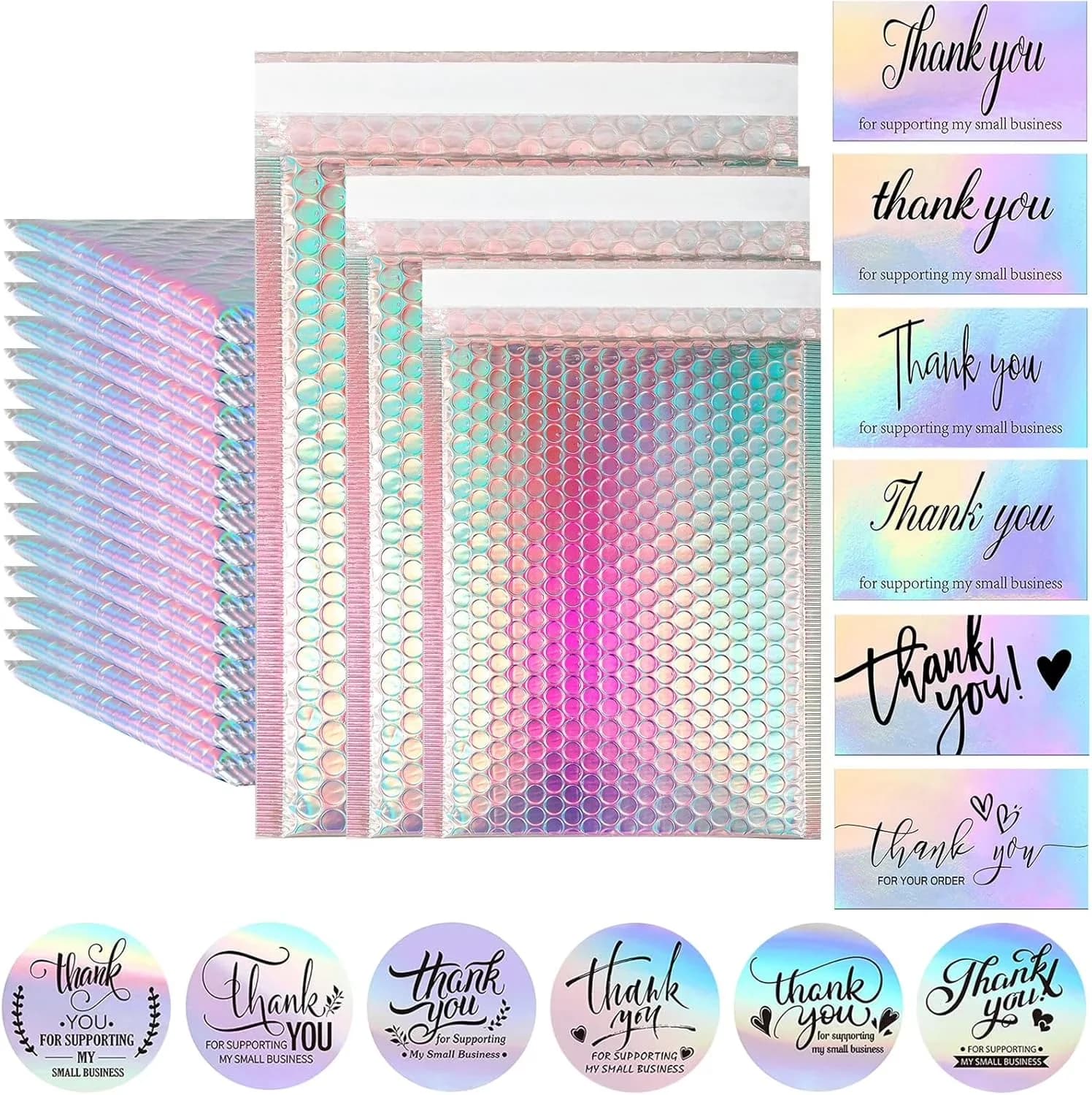 Sleek Moving with Adhesive Shipping Bag, Cushion Envelopes, Holographic Bubble Mailers - Silver for Small Model A8446C