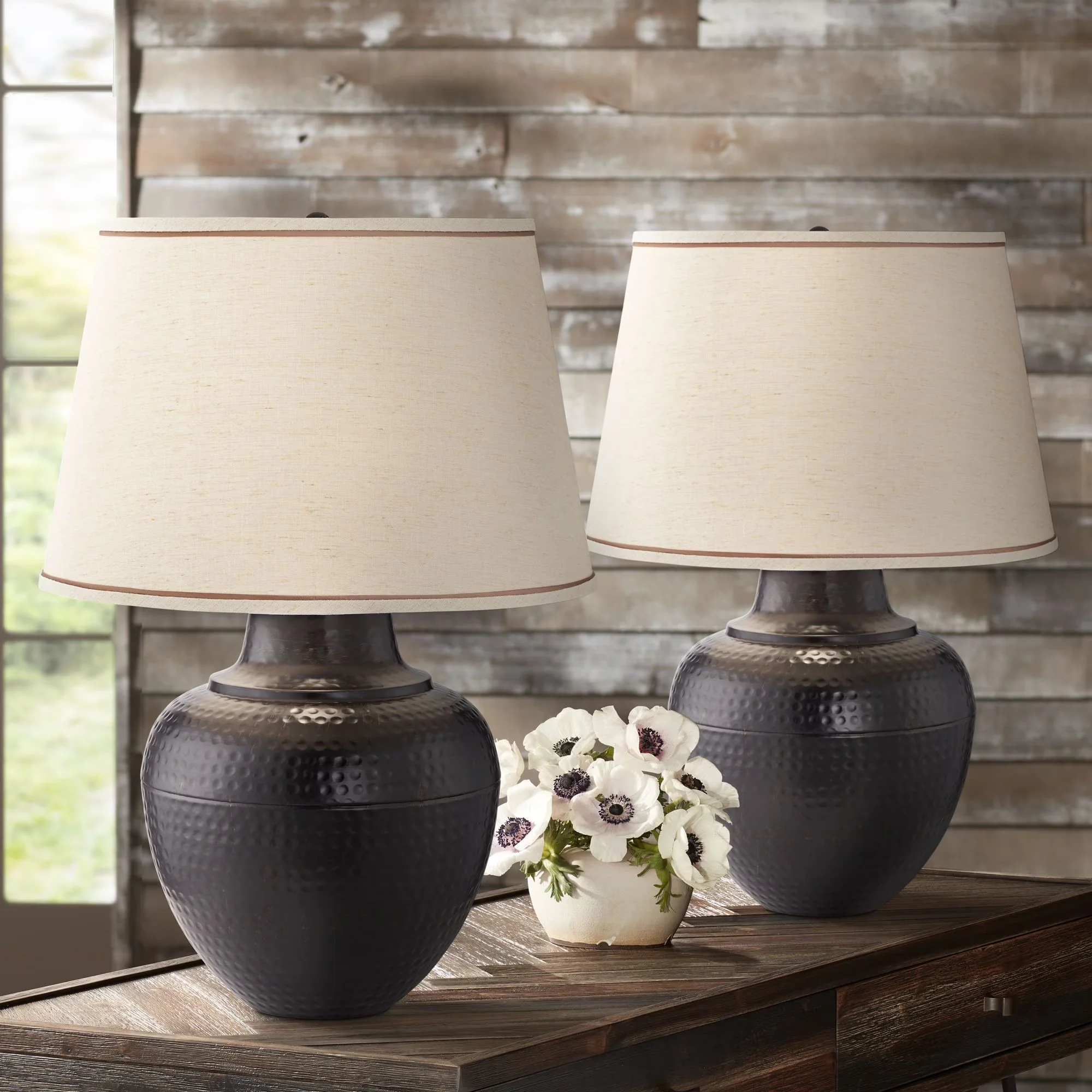 Lamp Set Efficient with Incandescent - Metal Brown for Living Room, Bedroom Model 9C3C47