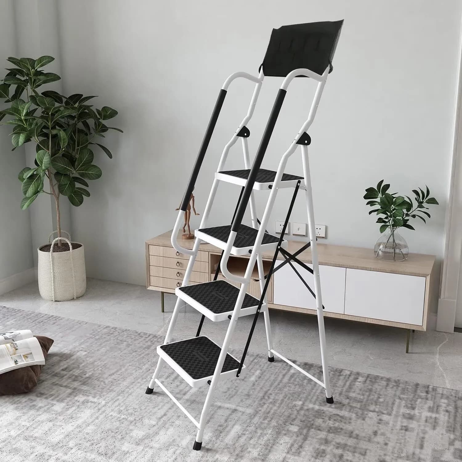 Ladders And Step Stool Compact with 4 Ladder Portable Folding, 330 lbs Capacity, Wide Platform Steps - Steel Model 2A8D1B