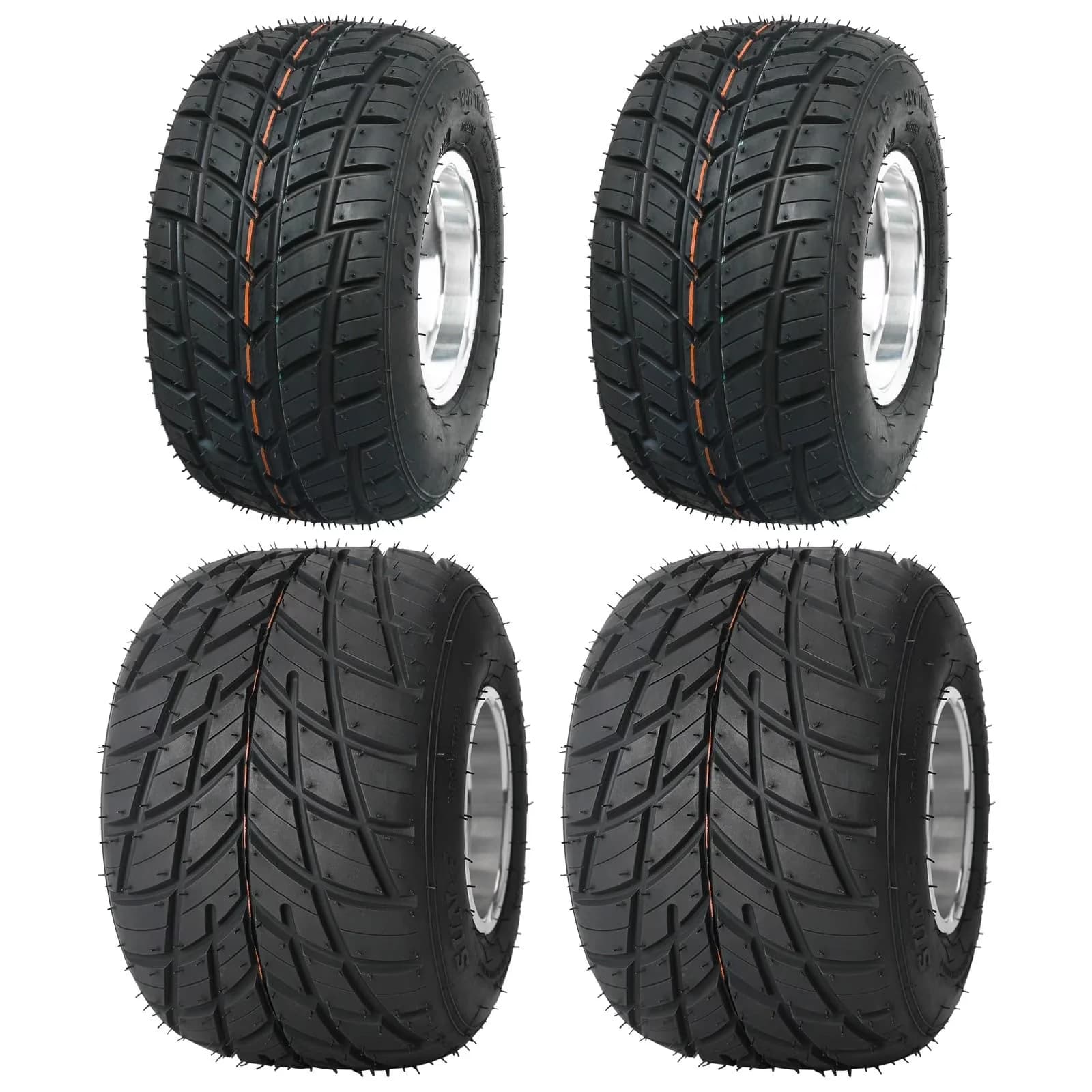 Classic Golf Cart Tire with 3 Holes Drift Trike, Buggy Lawn Mower, Set 4 Go Kart Tires and Rims - Model CE7086