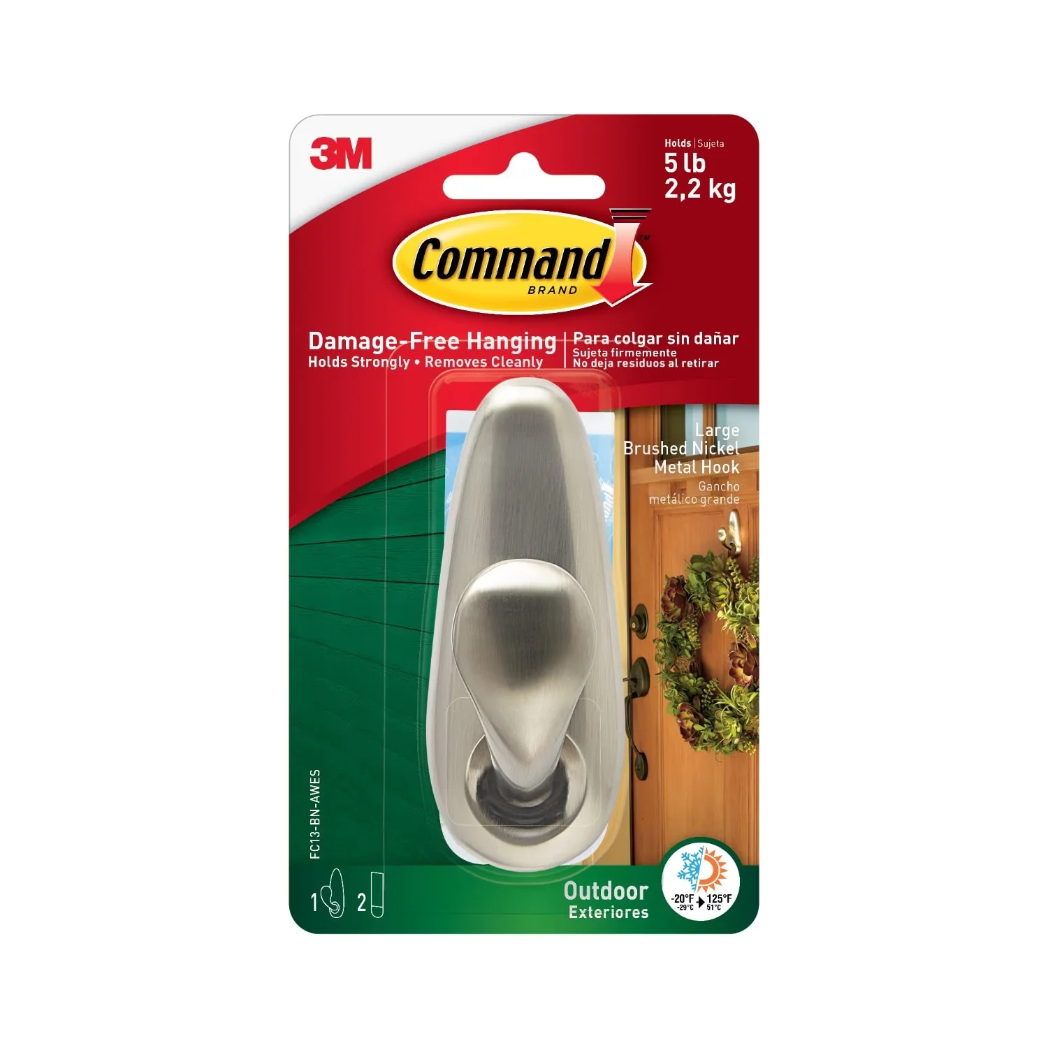 Compact Damage-Free Hanging with Easy Installation, Wall-Mountable - Silver Metal Model A094B4