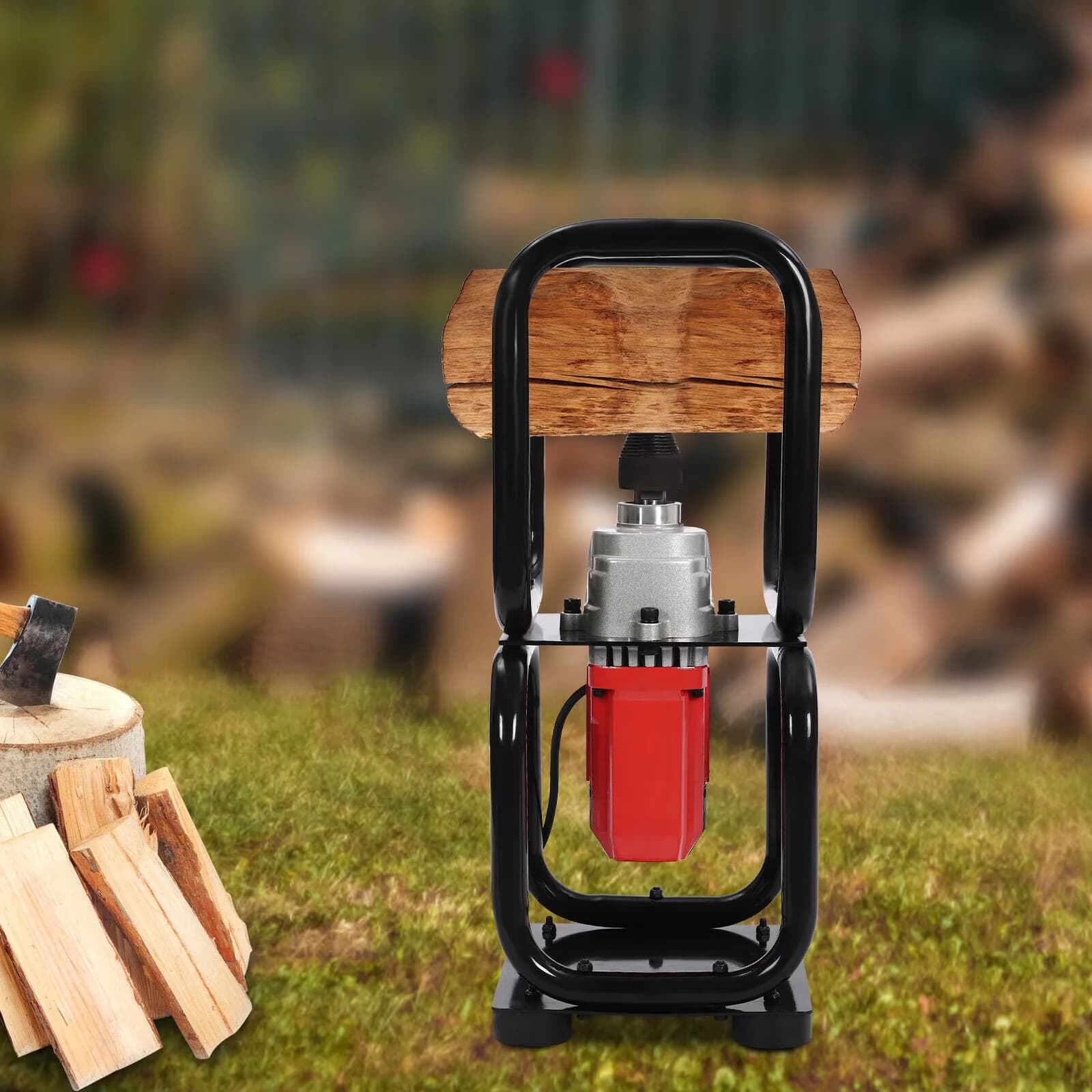 Reliable Logsplitter with Wheeled, Quenched Drill Bit, 450rpm Speed - Black Model 801EE0