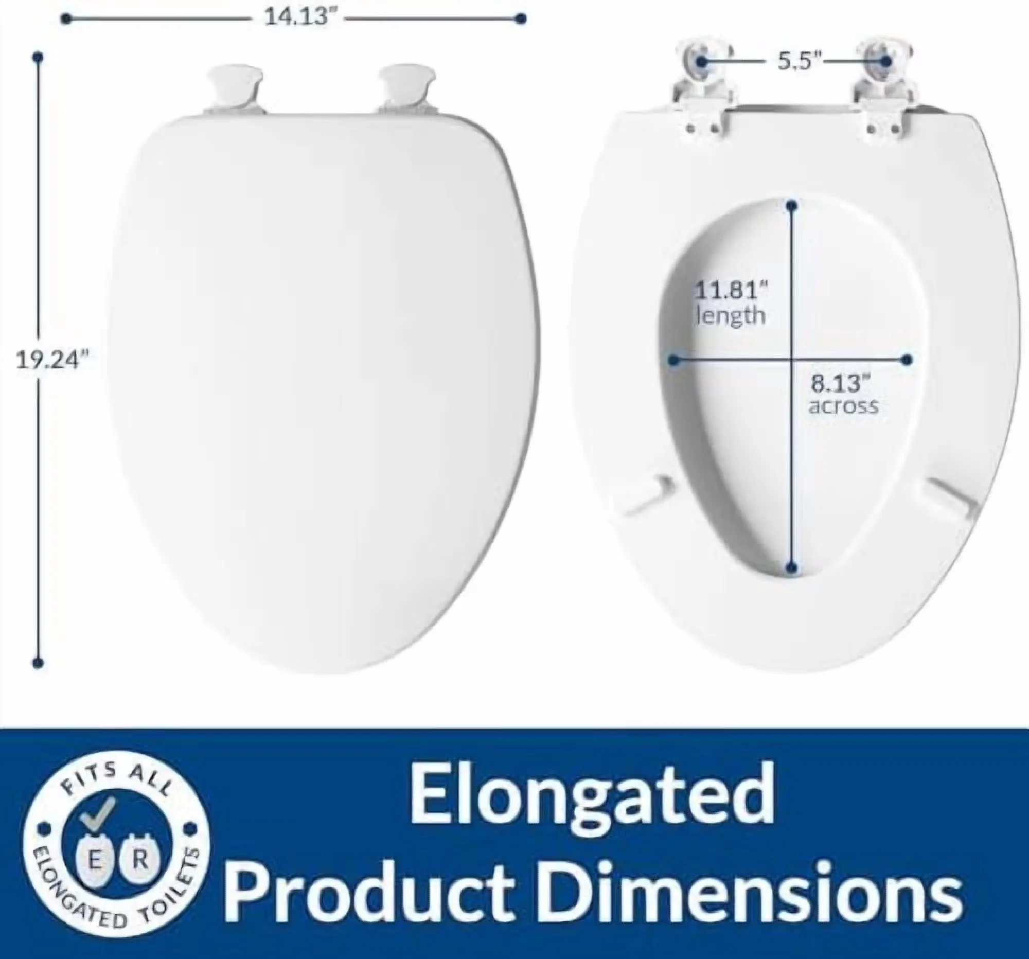 Toilet Seats And Lid Quality with Easy Installation, Easy Clean Hinges Release - Wood White Model 5EF4B0
