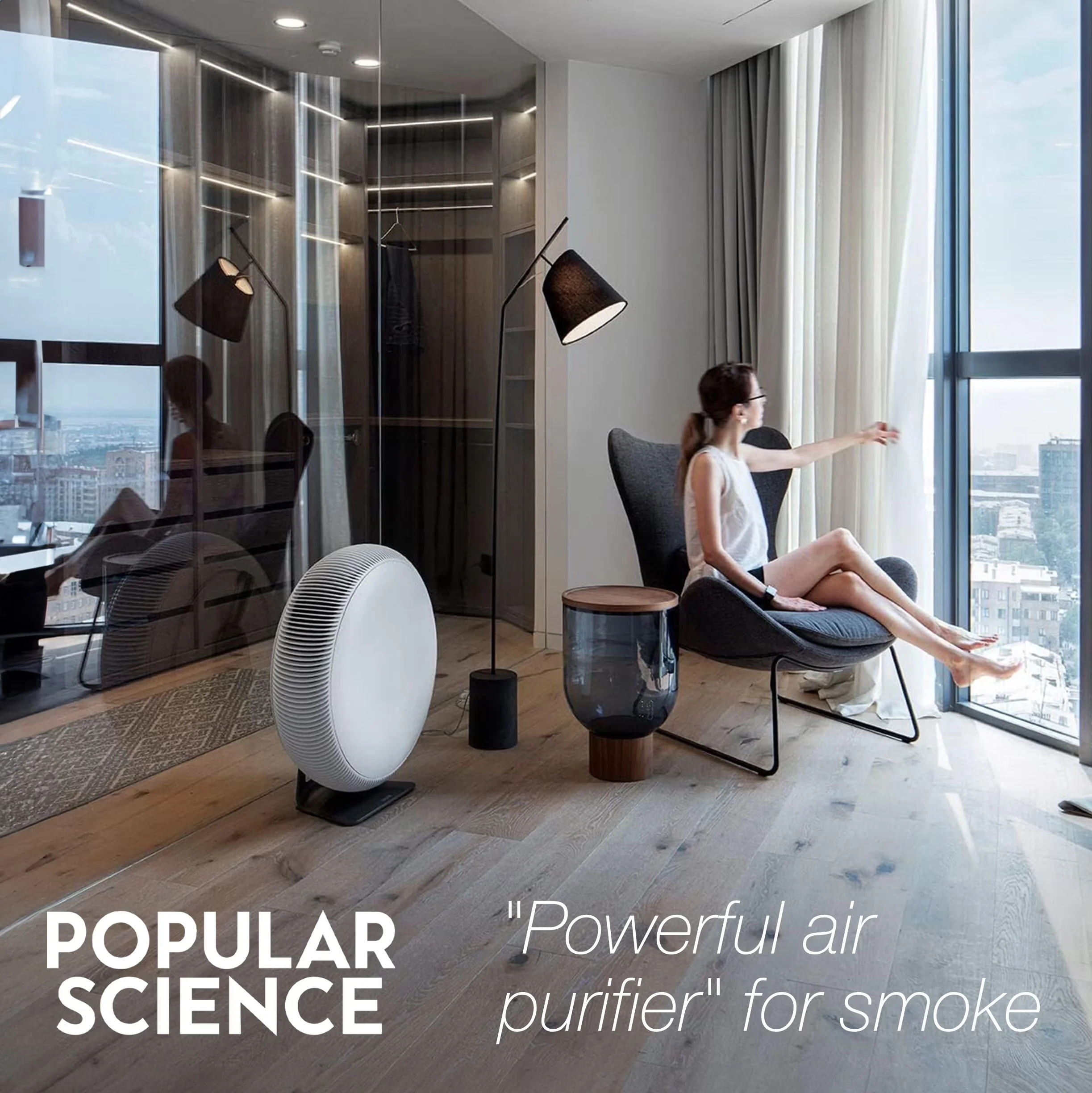 Air Purifier Sleek with Variable Speed, Filter Change Indicator, Automatic Shut-Off - White for Living Room, Large Model C63127