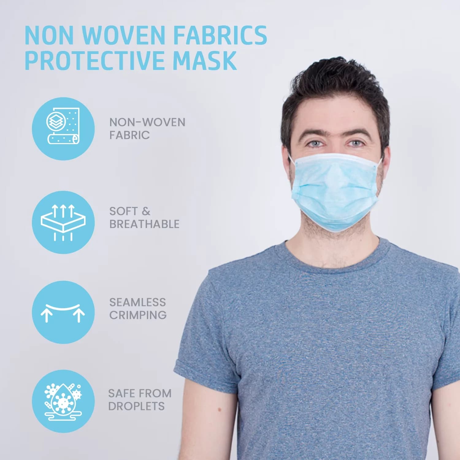 Compact Protective Equipment with Disposable, Face Masks - Non-Woven Blue Model FDEE14